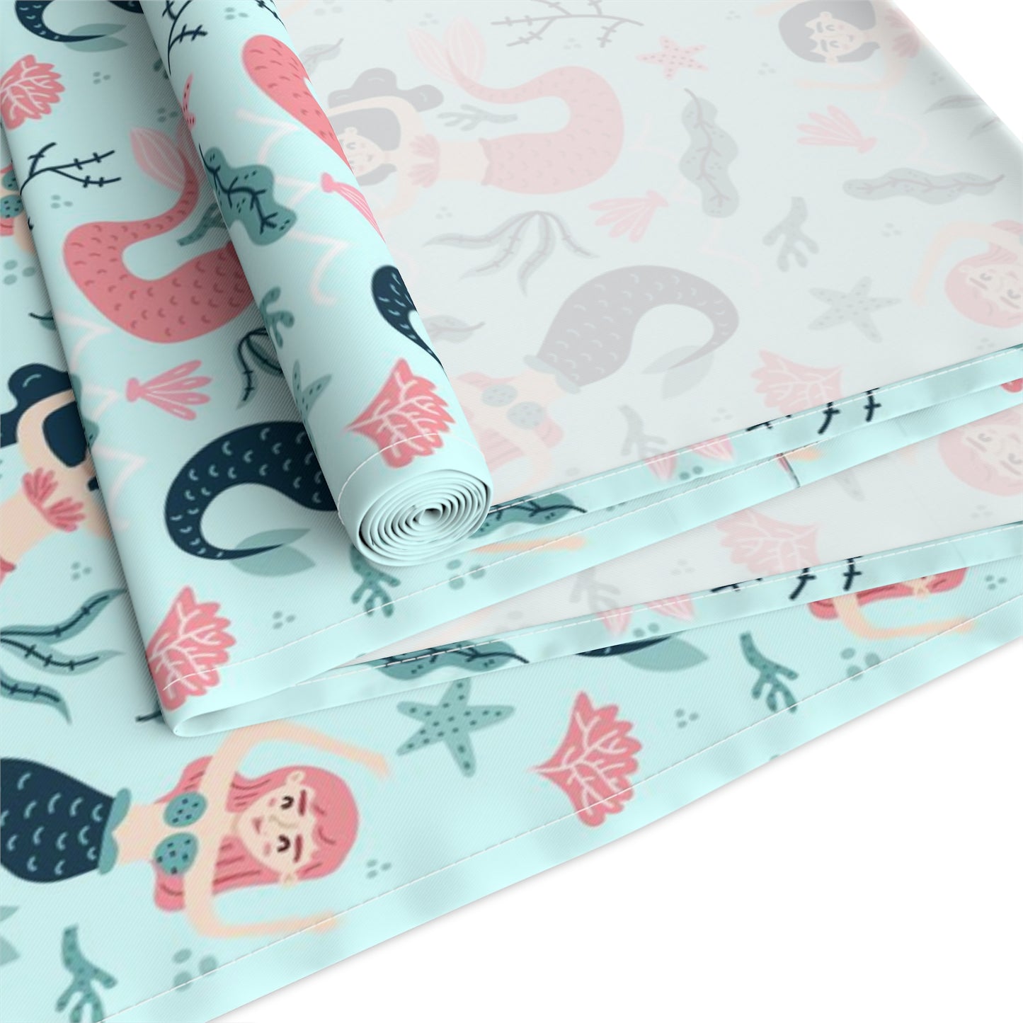 Mermaid Print Table Runner - Mystical Sea Charm, Cotton Twill or Polyester - Perfect for Enchanting Home Decor