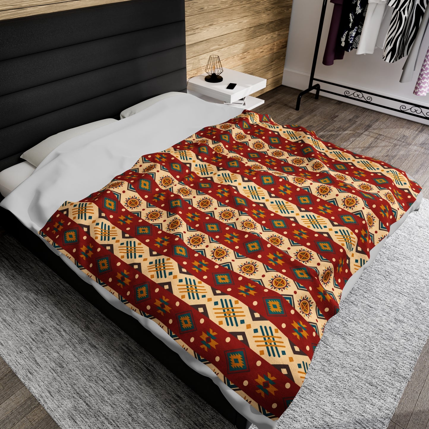 Aztec Velveteen Plush Blanket | Soft, Luxurious, Cultural, and Comforting | Available in Multiple Sizes