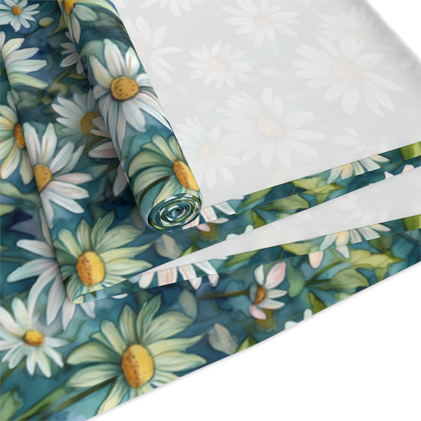 Daisy Print Table Runner - Fresh and Simple, Cotton Twill or Polyester - Perfect for Light & Airy Home Decor