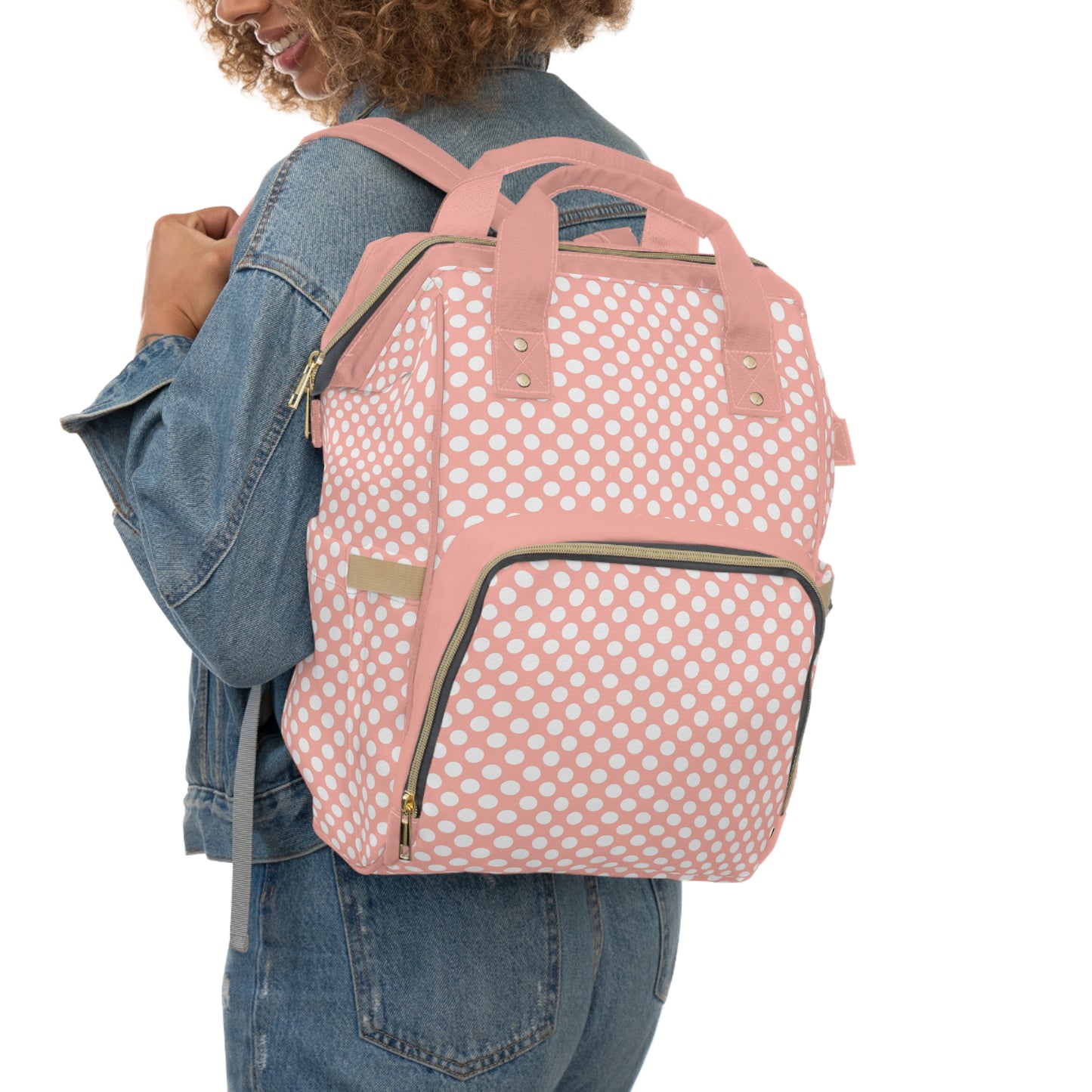 Pastel Polka Dot Diaper Backpack - Stylish & Multifunctional Baby Bag with Polka Dot Patterns, Perfect for Trendy Parents
