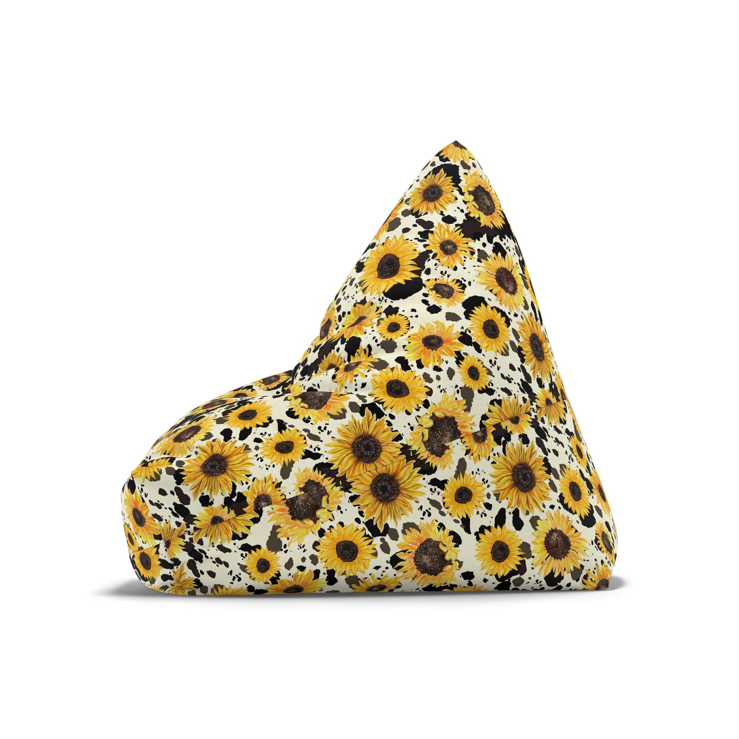 Cow Print Bean Bag Chair Cover - Durable Polyester, Locking Zipper, 2 Sizes