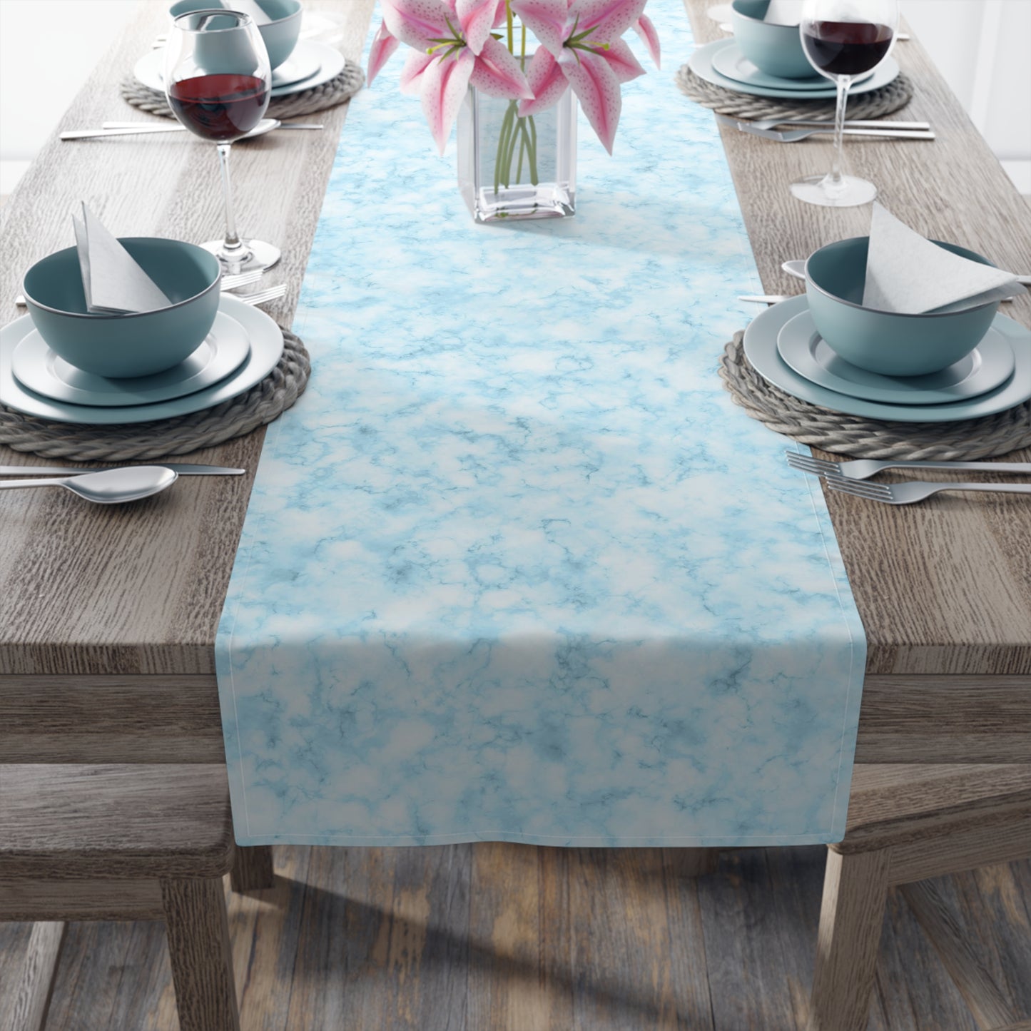 Marble Print Table Runner - Luxurious Elegance, Cotton Twill or Polyester - Perfect for Modern Home Decor
