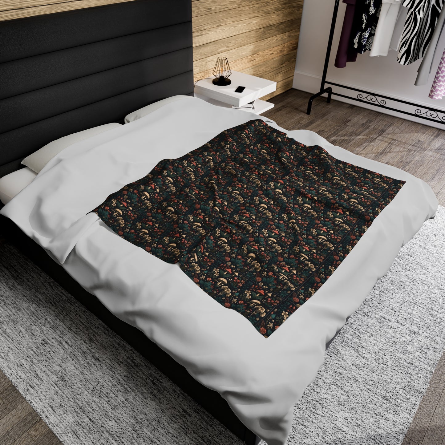 Mushroom Velveteen Plush Blanket | Soft, Whimsical, Luxurious and Comforting | Available in Multiple Sizes
