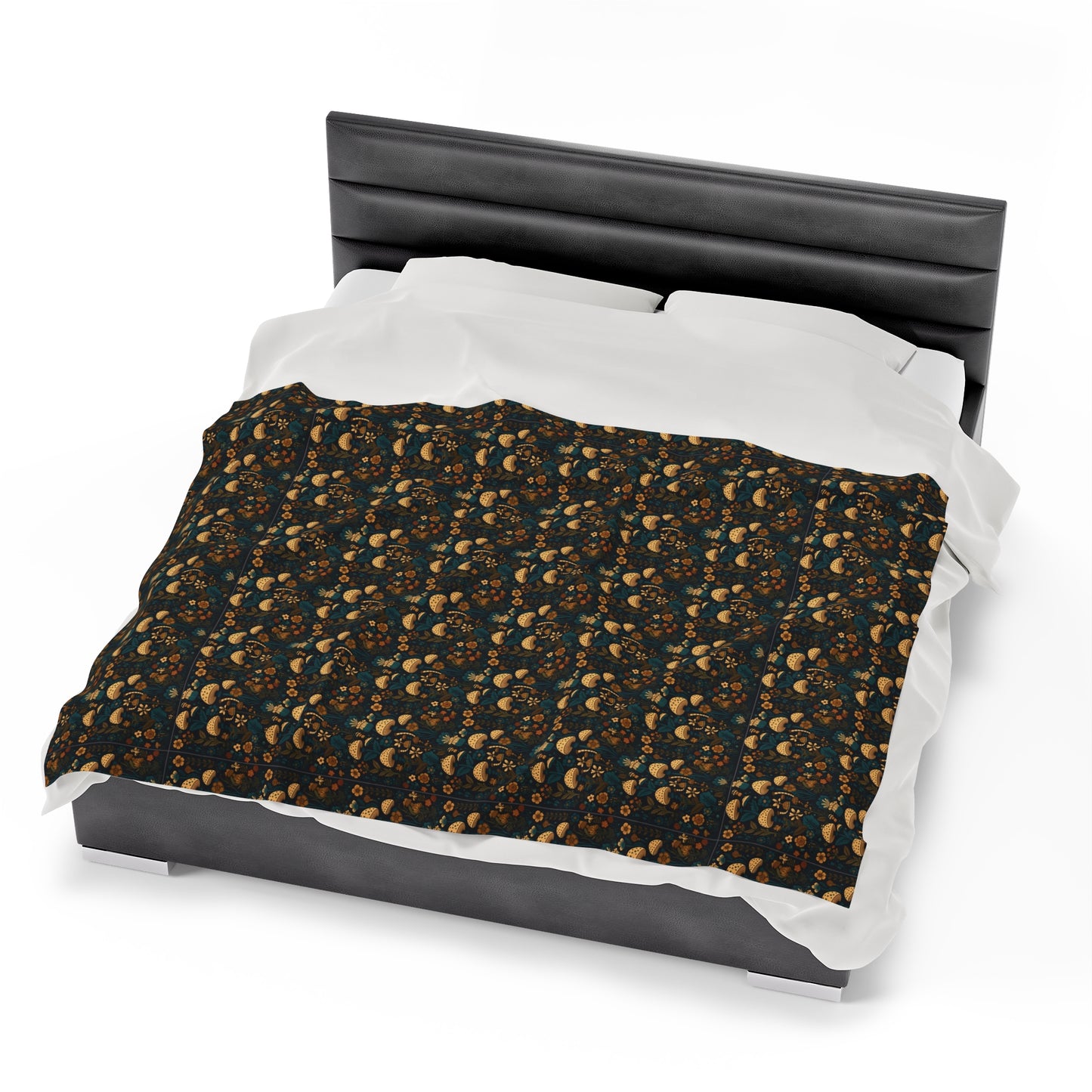 Mushroom Velveteen Plush Blanket | Soft, Whimsical, Luxurious and Comforting | Available in Multiple Sizes
