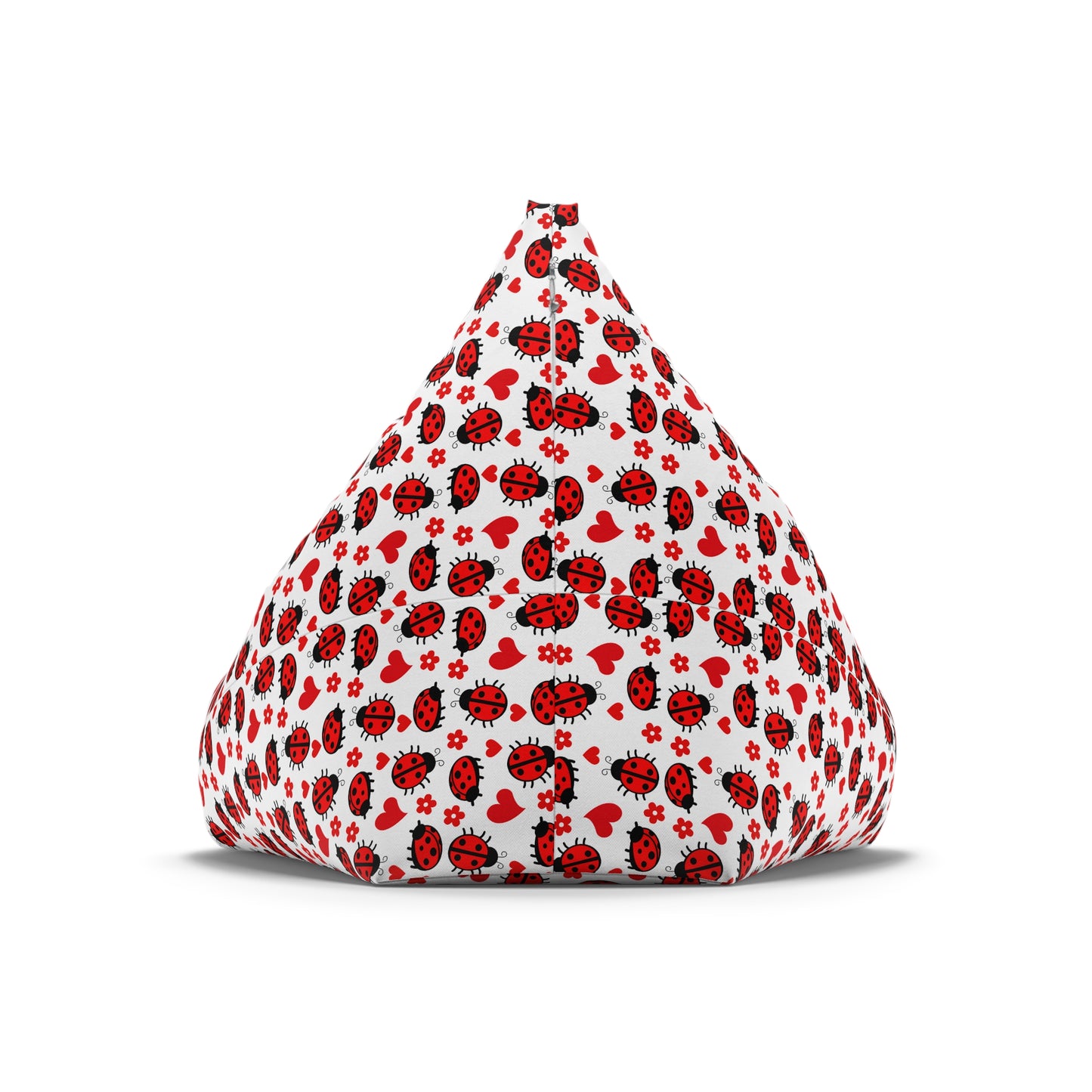 Ladybug Print Bean Bag Chair Cover - Charming Polyester Slipcover with Secure Zip