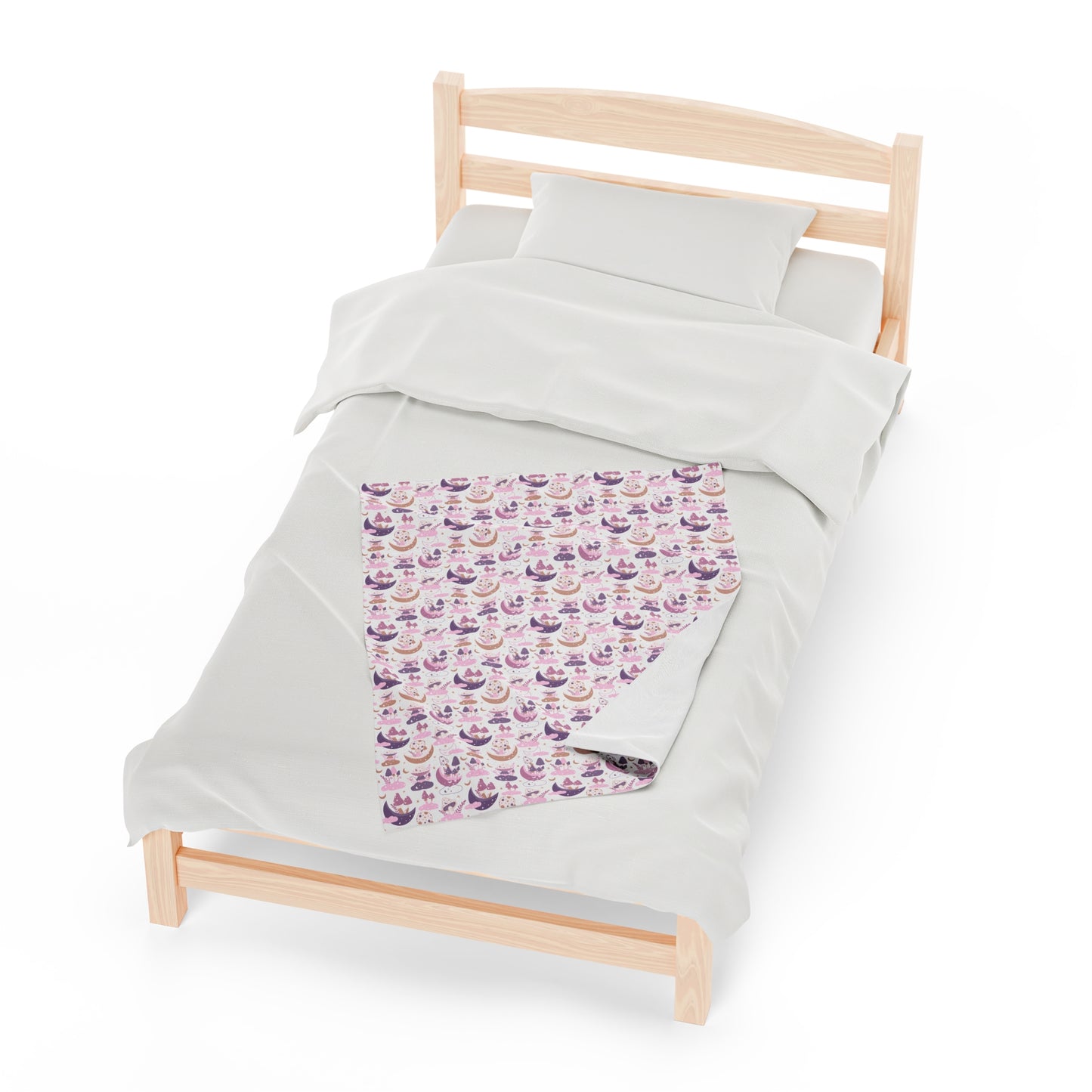 Mushroom Velveteen Plush Blanket | Soft, Whimsical, Luxurious and Comforting | Available in Multiple Sizes