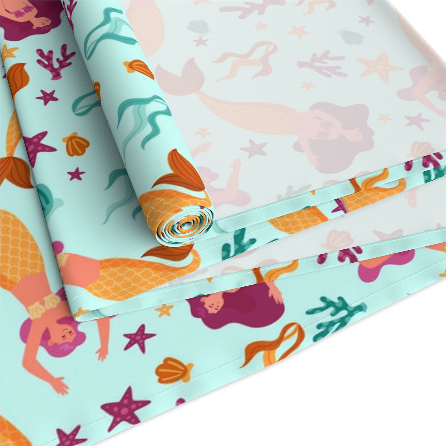 Mermaid Print Table Runner - Mystical Sea Charm, Cotton Twill or Polyester - Perfect for Enchanting Home Decor