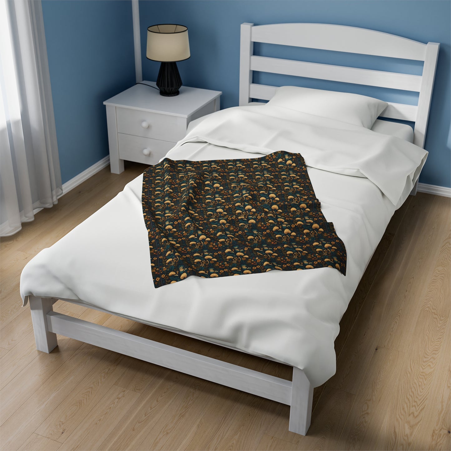 Mushroom Velveteen Plush Blanket | Soft, Whimsical, Luxurious and Comforting | Available in Multiple Sizes