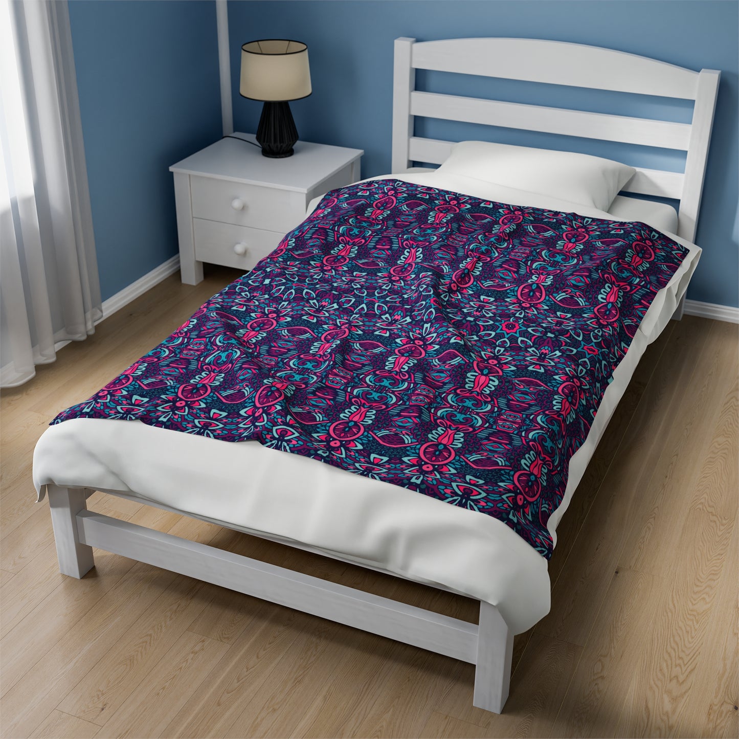 Mandala Velveteen Plush Blanket | Soft, Spiritual, Luxurious and Comforting | Available in Multiple Sizes
