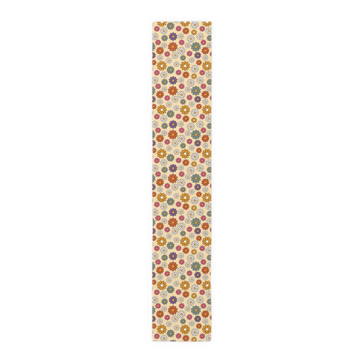 Retro Floral Print Table Runner - Vintage Vibes, Cotton Twill or Polyester - Perfect for Nostalgic & Chic Home Decor