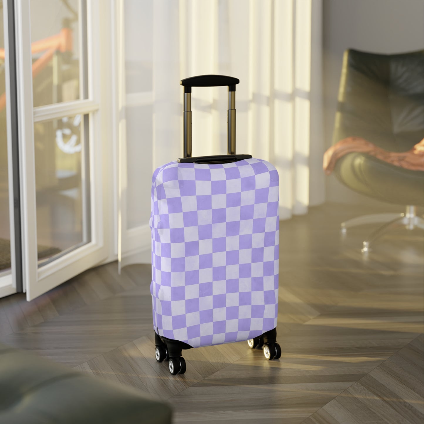 Pastel Checkers Luggage Cover - Checkers Suitcase Cover