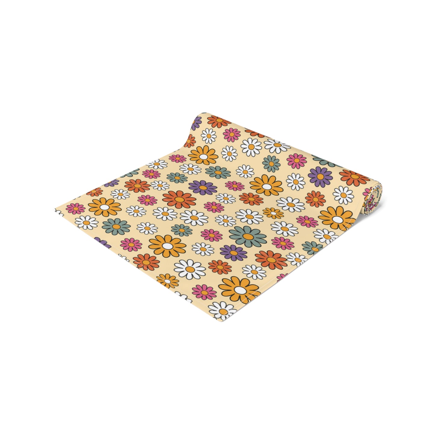 Retro Floral Print Table Runner - Vintage Vibes, Cotton Twill or Polyester - Perfect for Nostalgic & Chic Home Decor