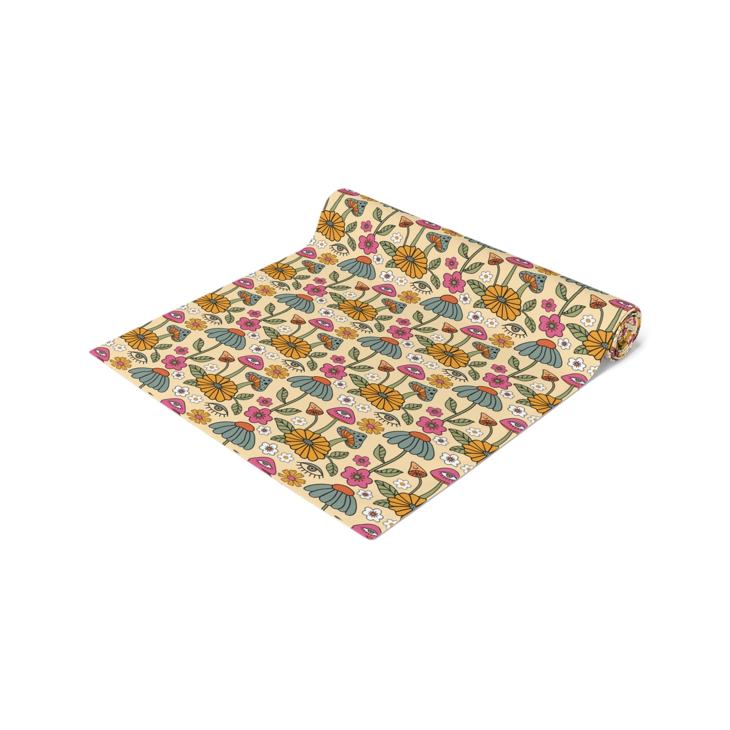 Retro Floral Print Table Runner - Vintage Vibes, Cotton Twill or Polyester - Perfect for Nostalgic & Chic Home Decor