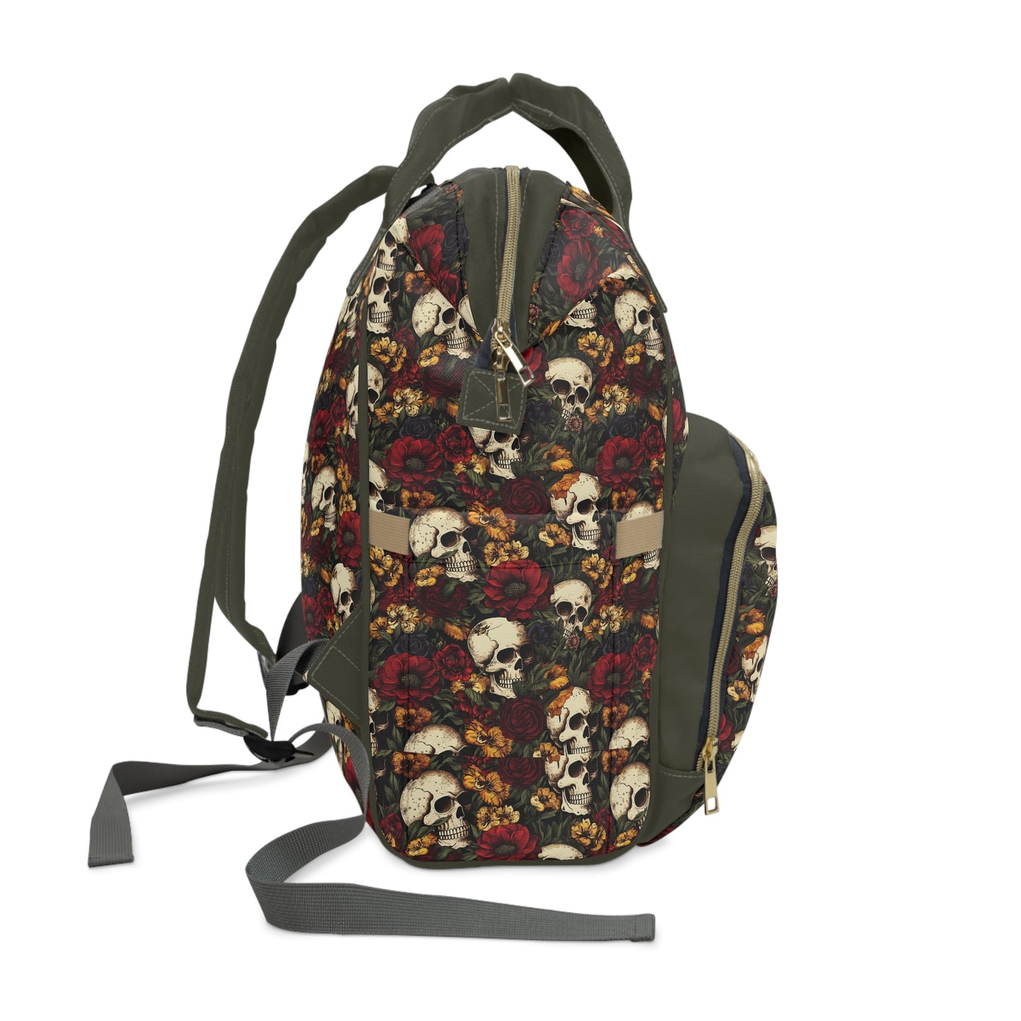 Skull Print Diaper Backpack - Multifunctional & Durable Baby Bag for Stylish Parents, Spacious & Organized Nappy Bag
