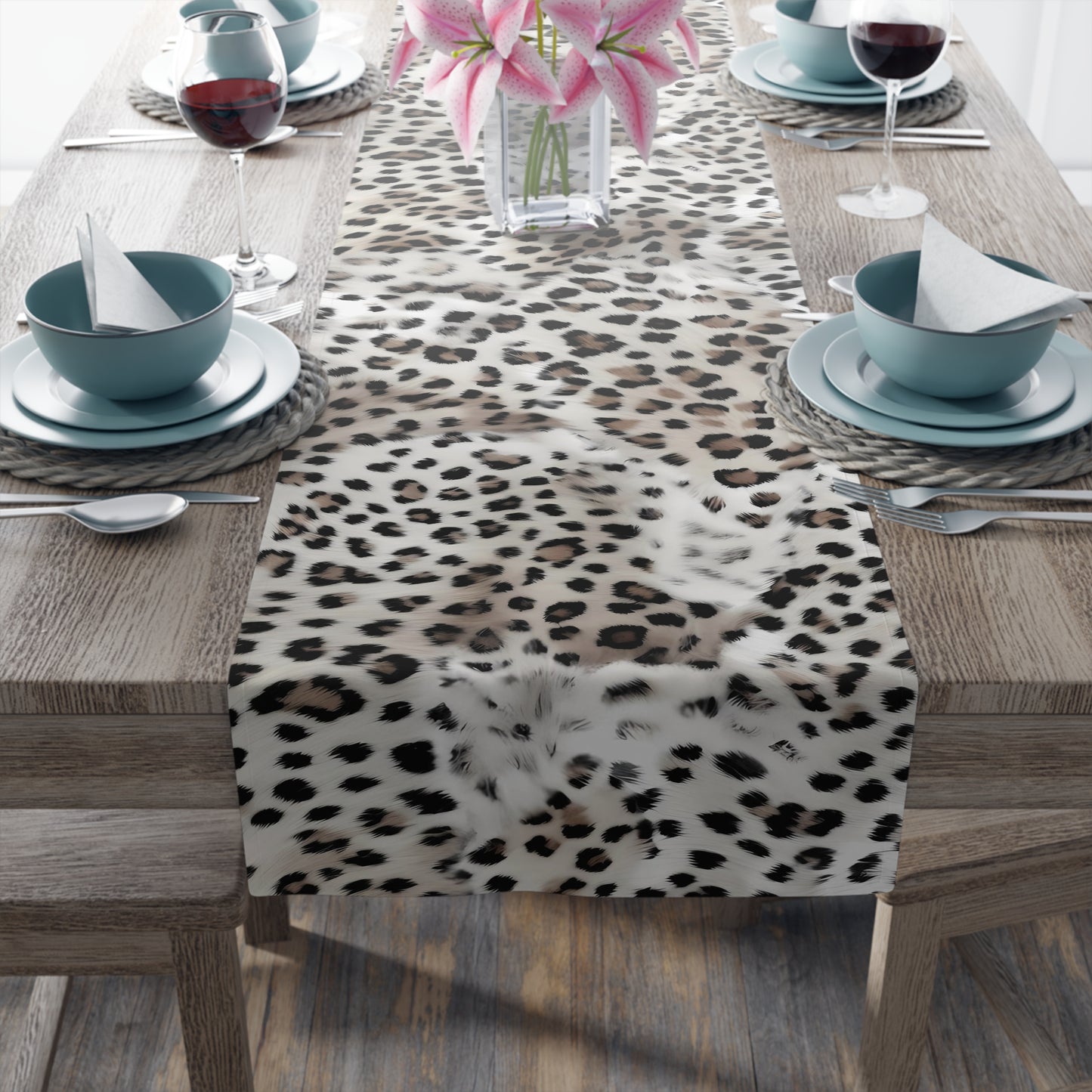 Leopard Print Table Runner - Bold Exotic Elegance, Cotton Twill or Polyester - Perfect for Safari & Glamorous Home Decor