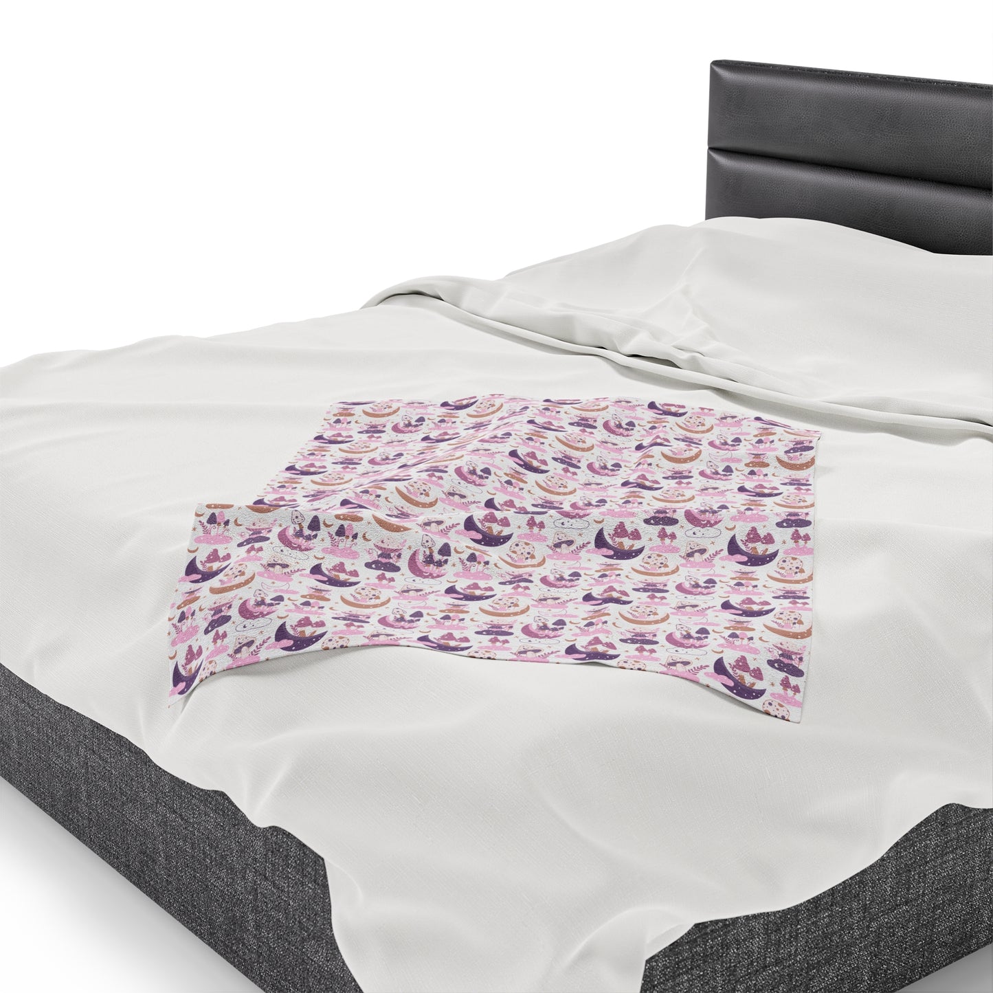 Mushroom Velveteen Plush Blanket | Soft, Whimsical, Luxurious and Comforting | Available in Multiple Sizes