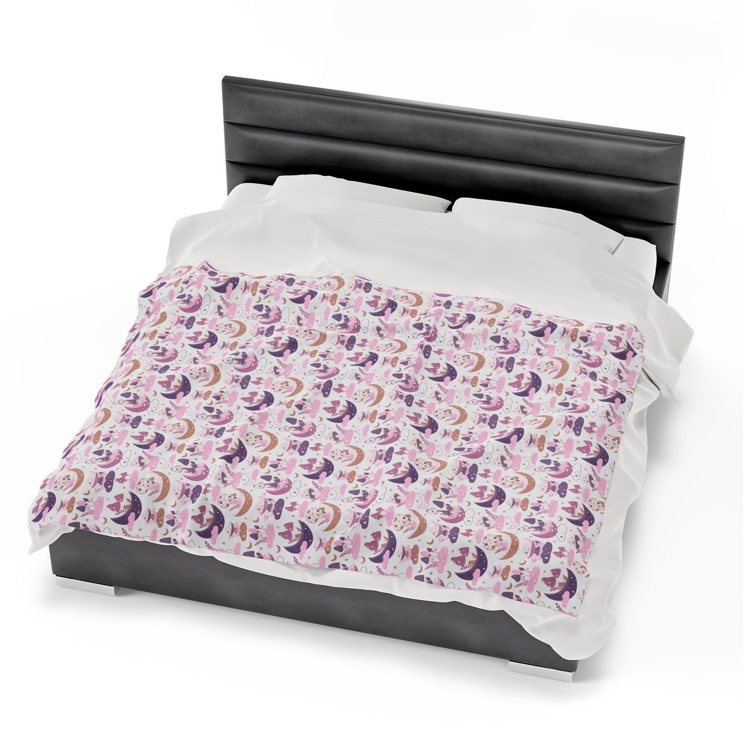 Mushroom Velveteen Plush Blanket | Soft, Whimsical, Luxurious and Comforting | Available in Multiple Sizes