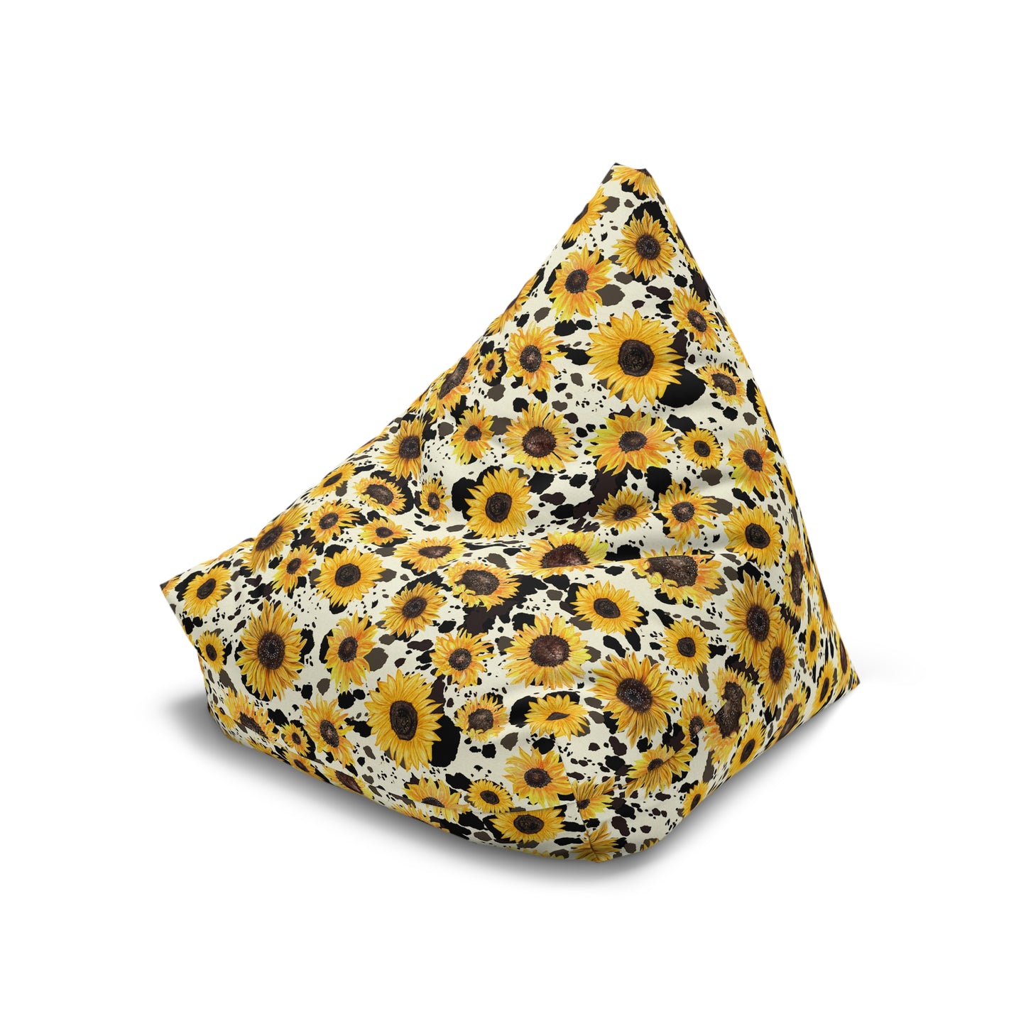 Cow Print Bean Bag Chair Cover - Durable Polyester, Locking Zipper, 2 Sizes