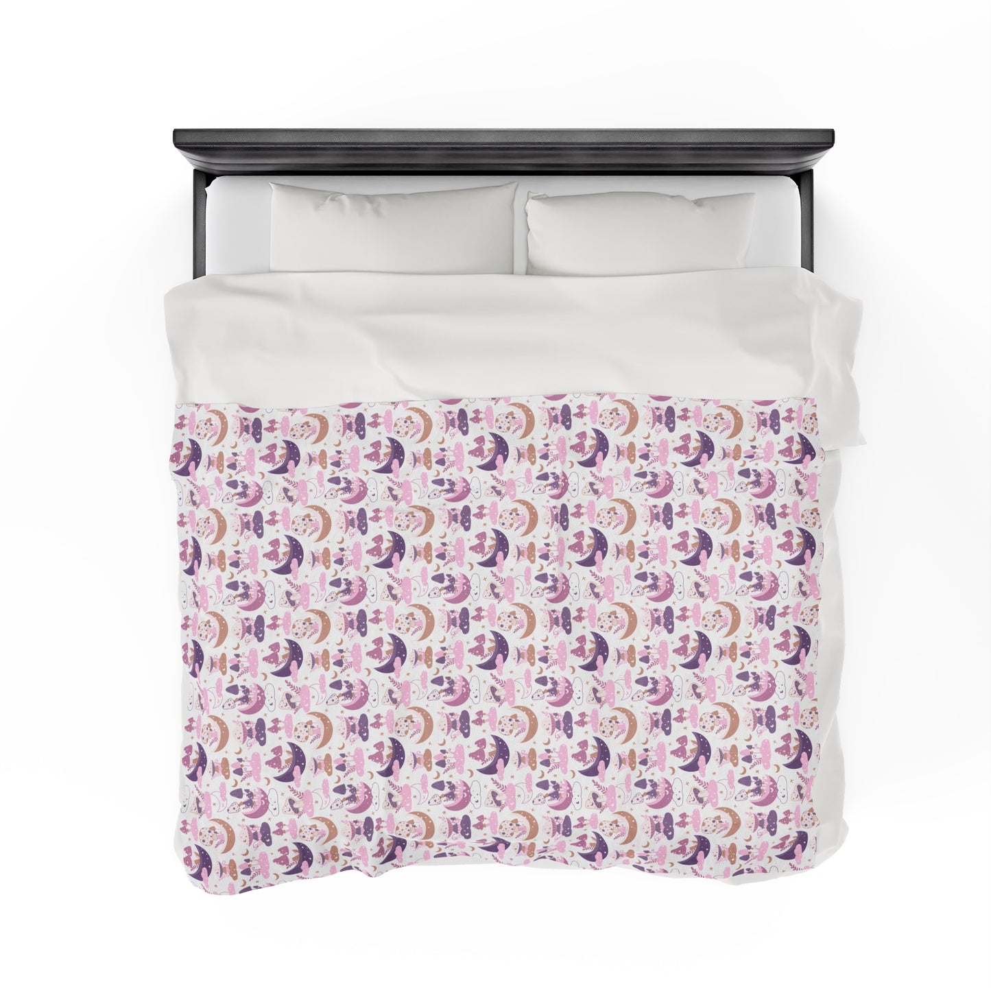 Mushroom Velveteen Plush Blanket | Soft, Whimsical, Luxurious and Comforting | Available in Multiple Sizes