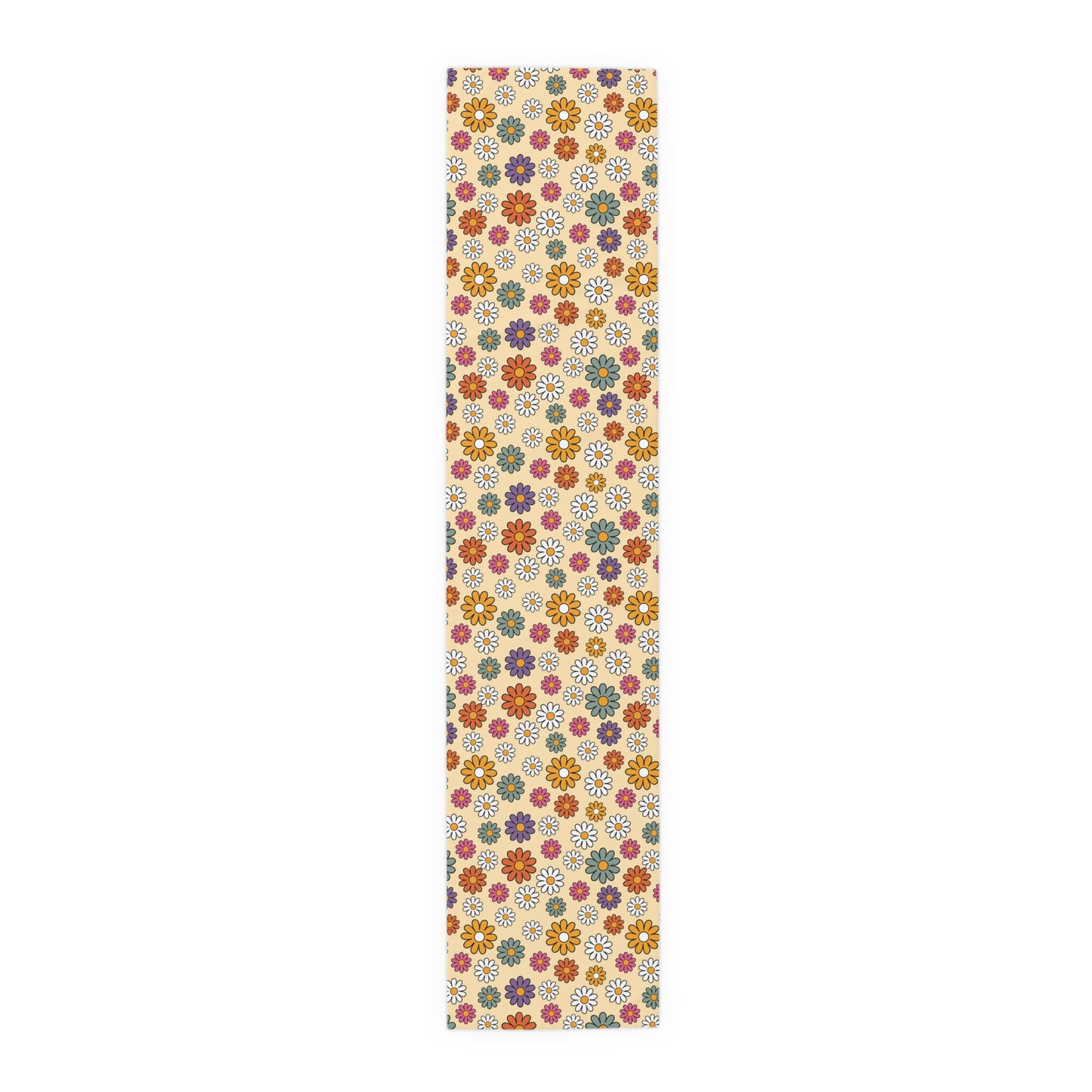 Retro Floral Print Table Runner - Vintage Vibes, Cotton Twill or Polyester - Perfect for Nostalgic & Chic Home Decor