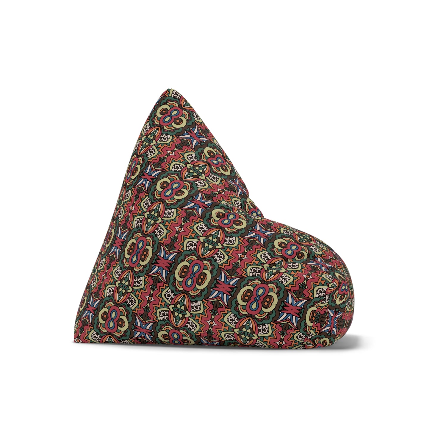 Mandala Bean Bag Chair Cover - Premium Polyester, Secure Zipper, 2 Sizes, Bohemian Design