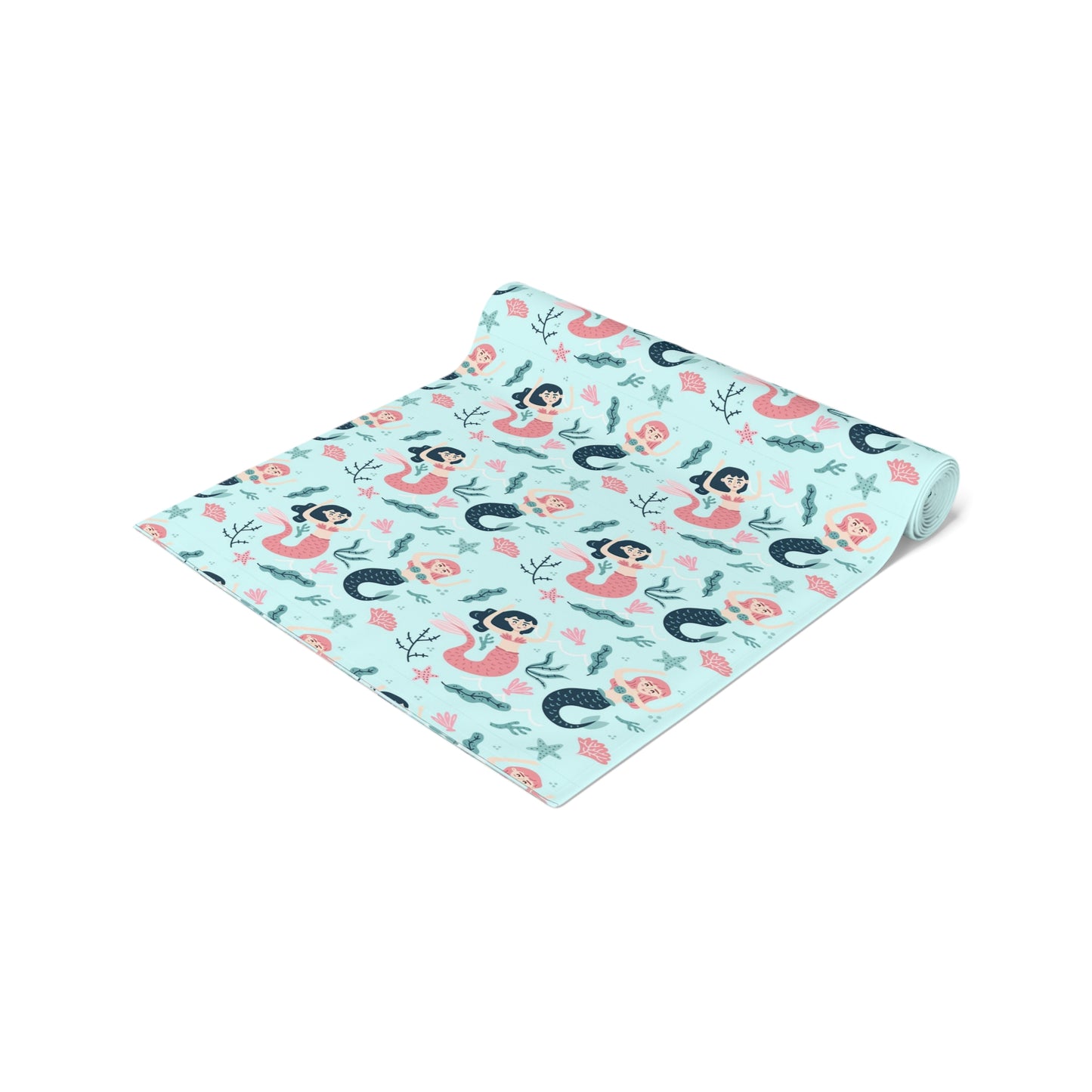 Mermaid Print Table Runner - Mystical Sea Charm, Cotton Twill or Polyester - Perfect for Enchanting Home Decor