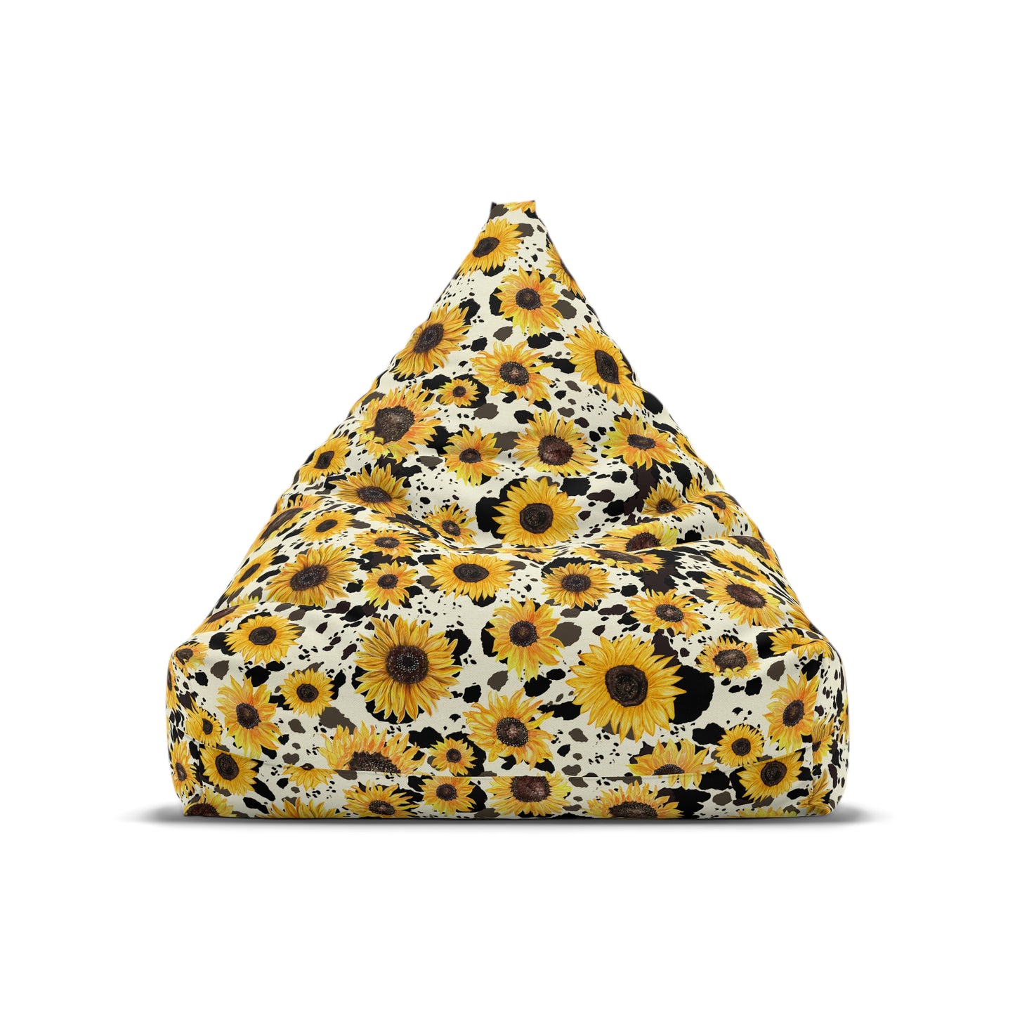 Cow Print Bean Bag Chair Cover - Durable Polyester, Locking Zipper, 2 Sizes