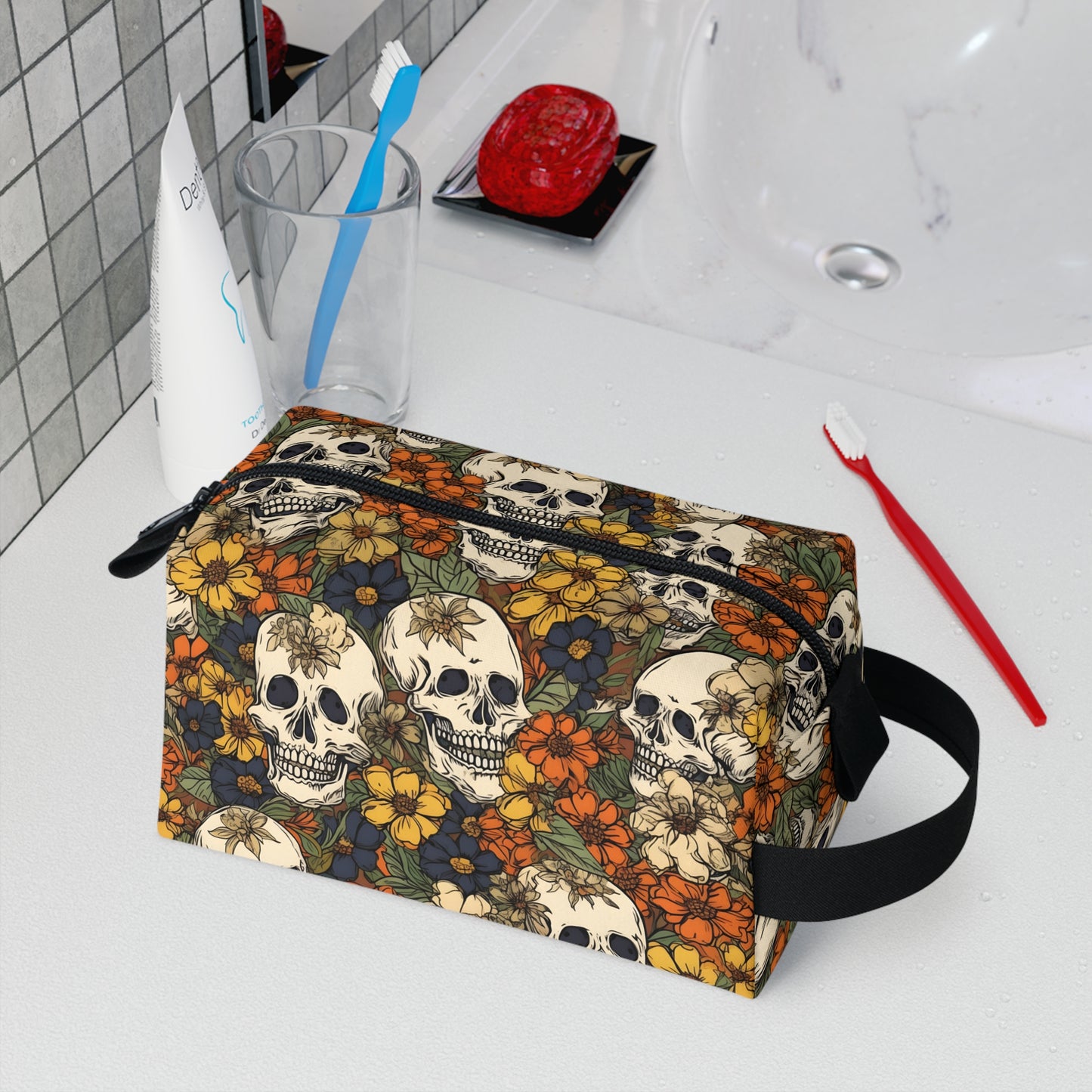 Skull Toiletry Bag | Edgy & Durable Organizer | Water-Resistant, Perfect for Camping, Travel, College