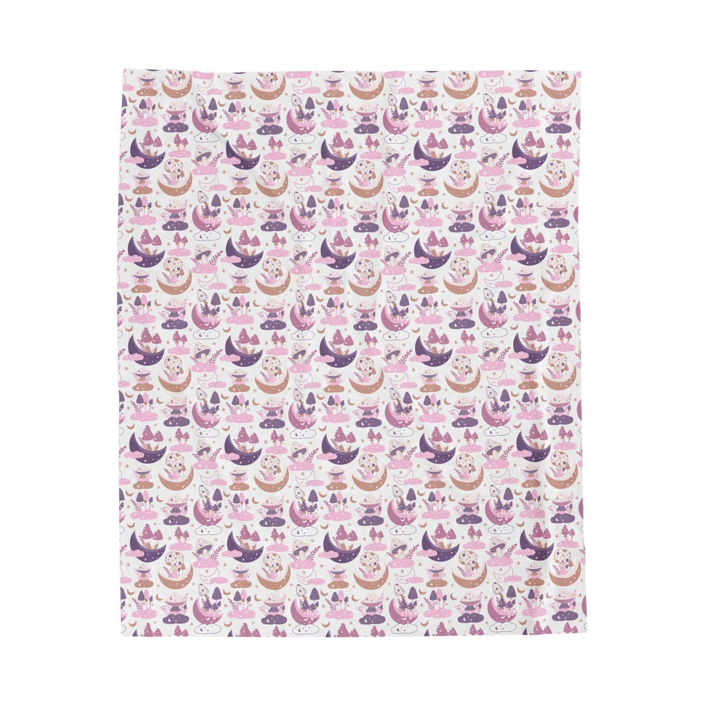 Mushroom Velveteen Plush Blanket | Soft, Whimsical, Luxurious and Comforting | Available in Multiple Sizes