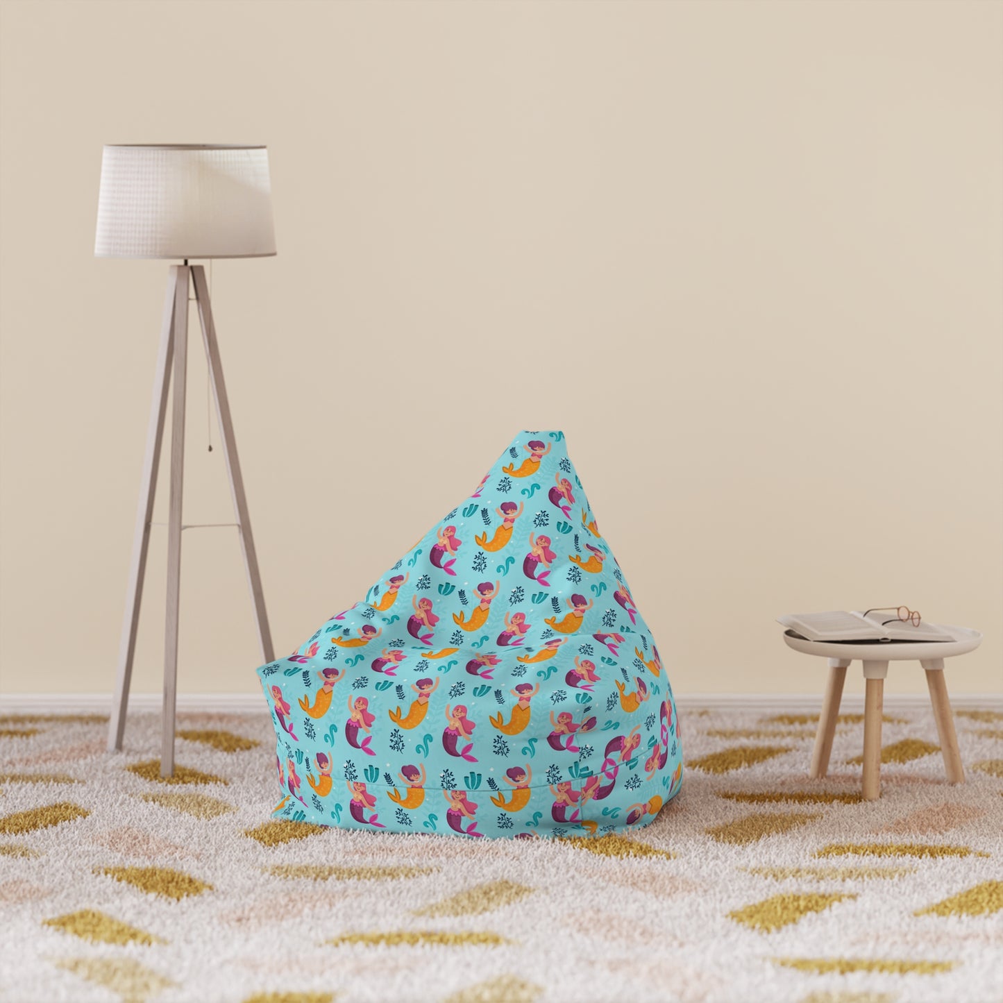 Mermaid Bean Bag Chair Cover - Enchanting Sea-Inspired Polyester Slipcover