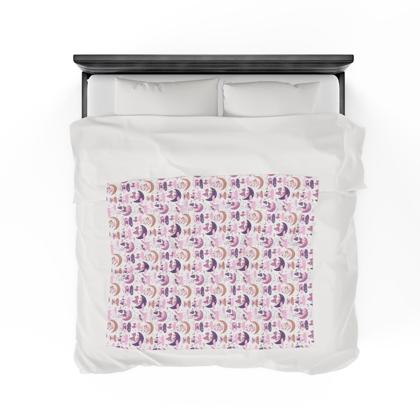 Mushroom Velveteen Plush Blanket | Soft, Whimsical, Luxurious and Comforting | Available in Multiple Sizes