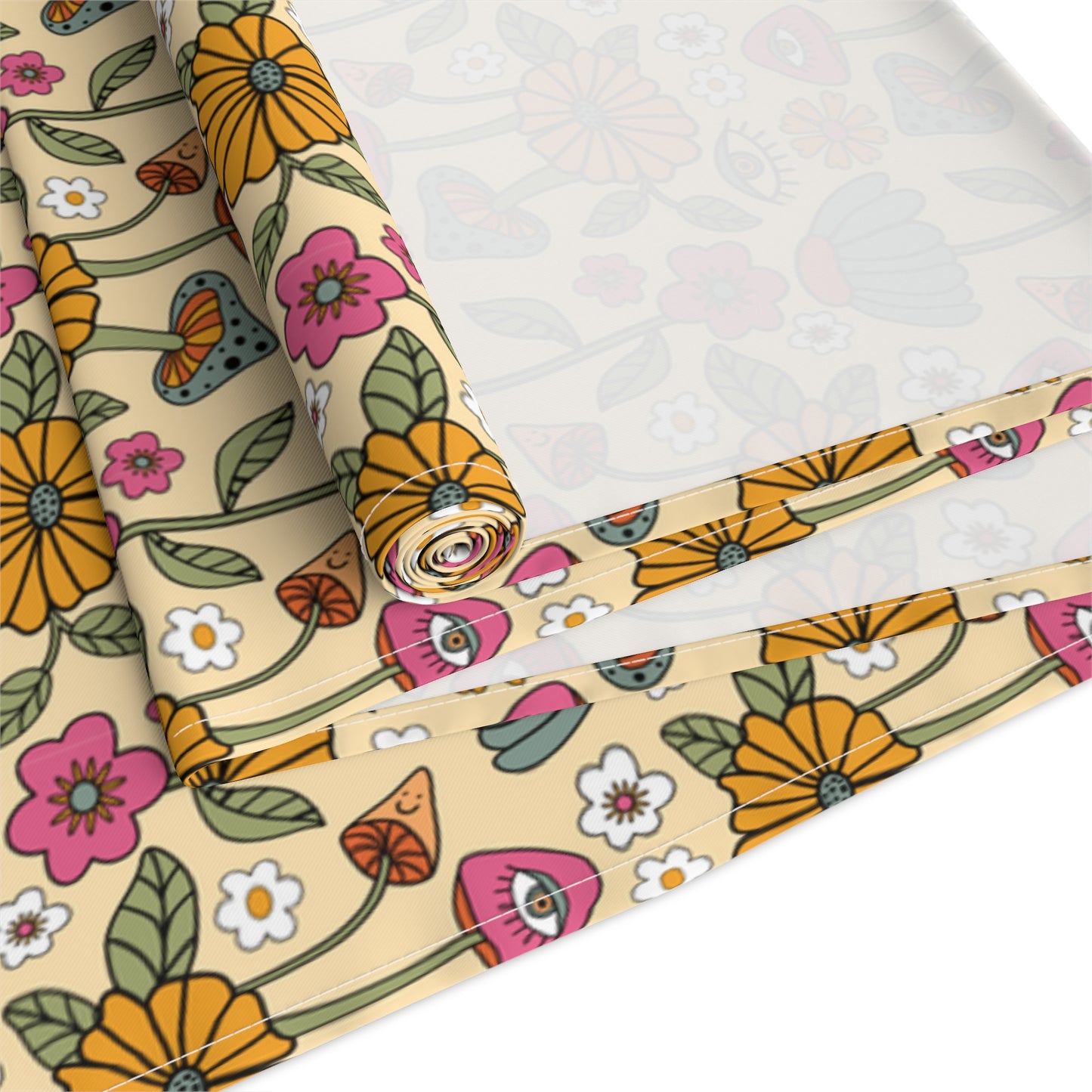 Retro Floral Print Table Runner - Vintage Vibes, Cotton Twill or Polyester - Perfect for Nostalgic & Chic Home Decor