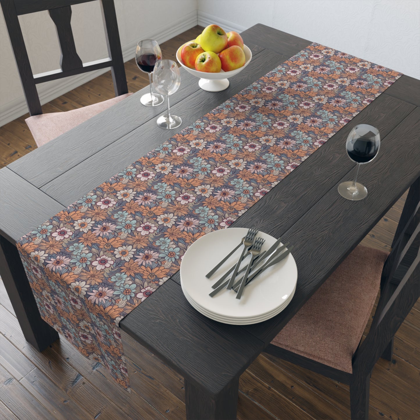Boho Floral Table Runner - Vibrant Designs in Cotton Twill or Polyester - Ideal for Natural Home Decor