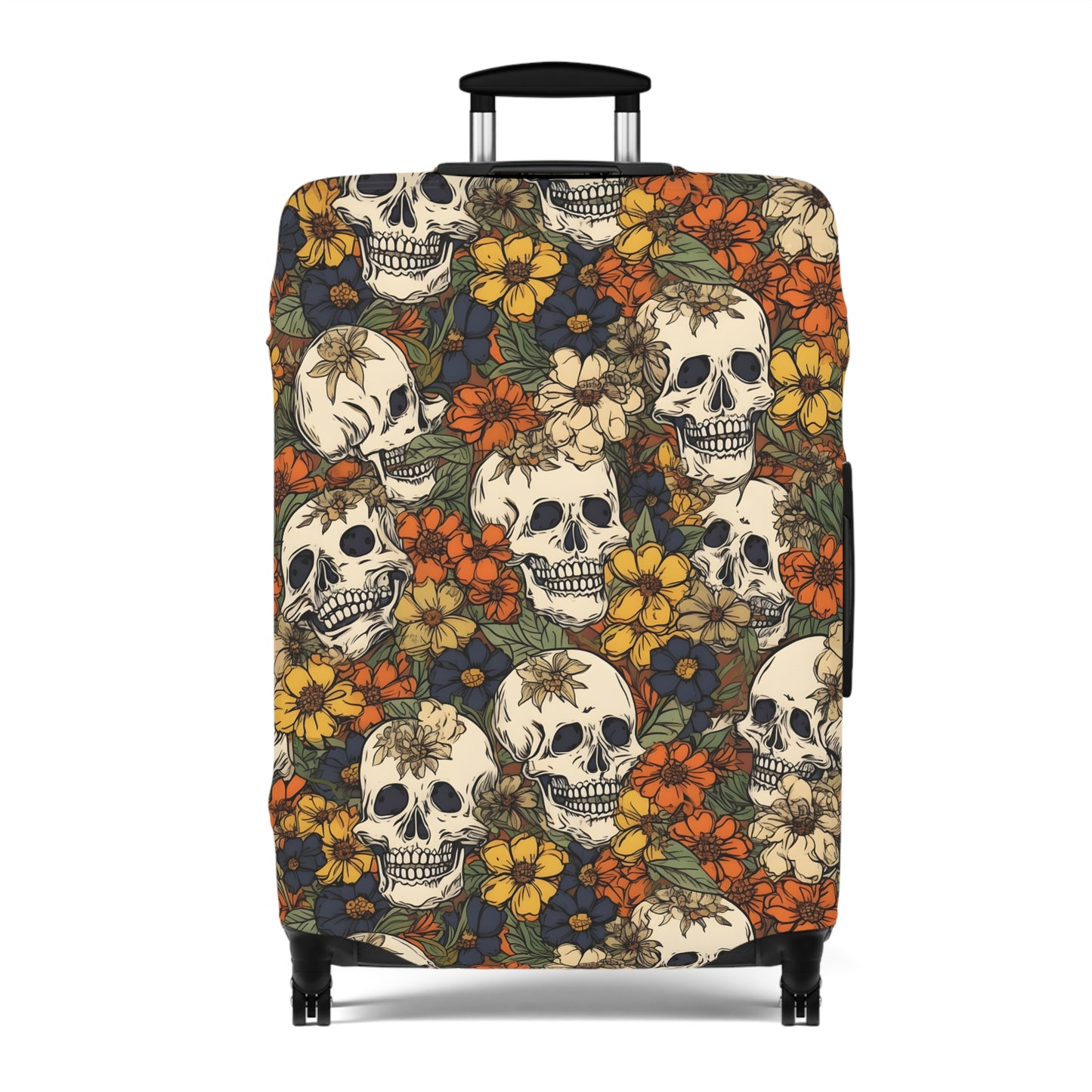 Floral Skull Luggage Cover - Stylish Skull Suitcase Cover