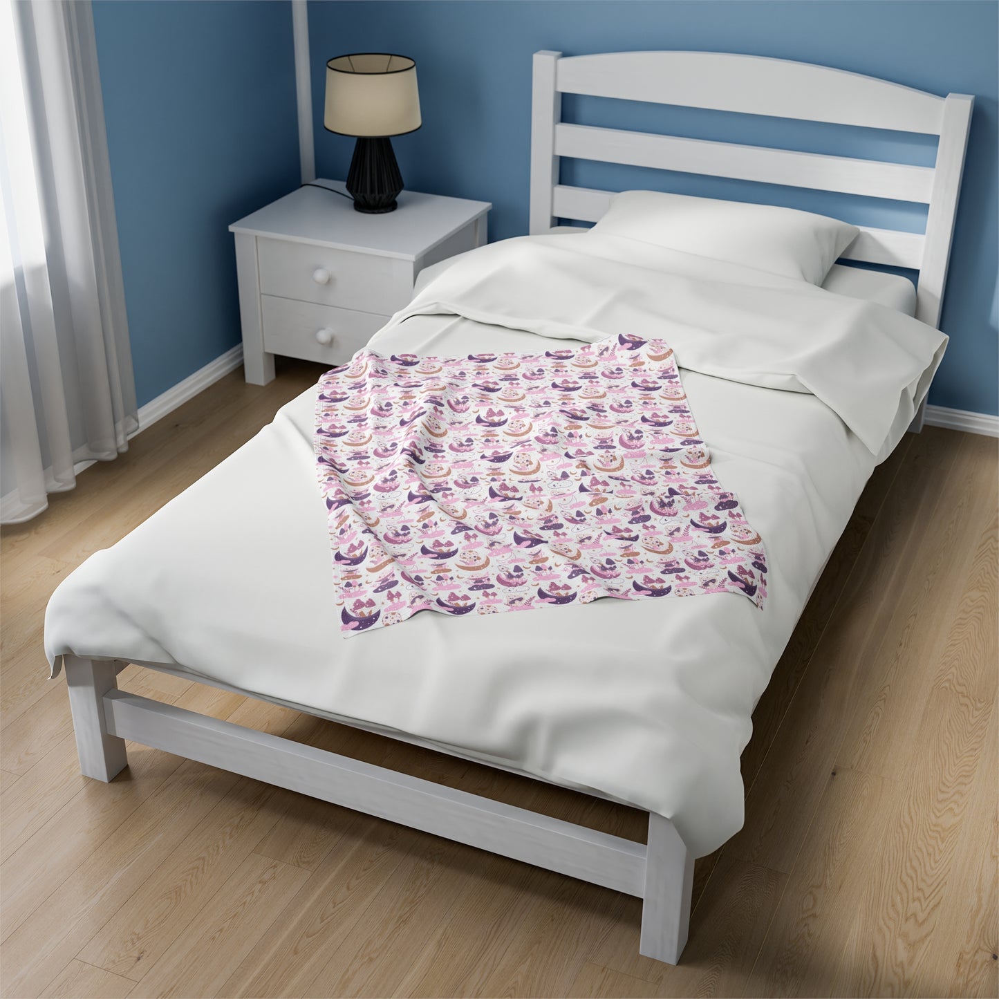 Mushroom Velveteen Plush Blanket | Soft, Whimsical, Luxurious and Comforting | Available in Multiple Sizes