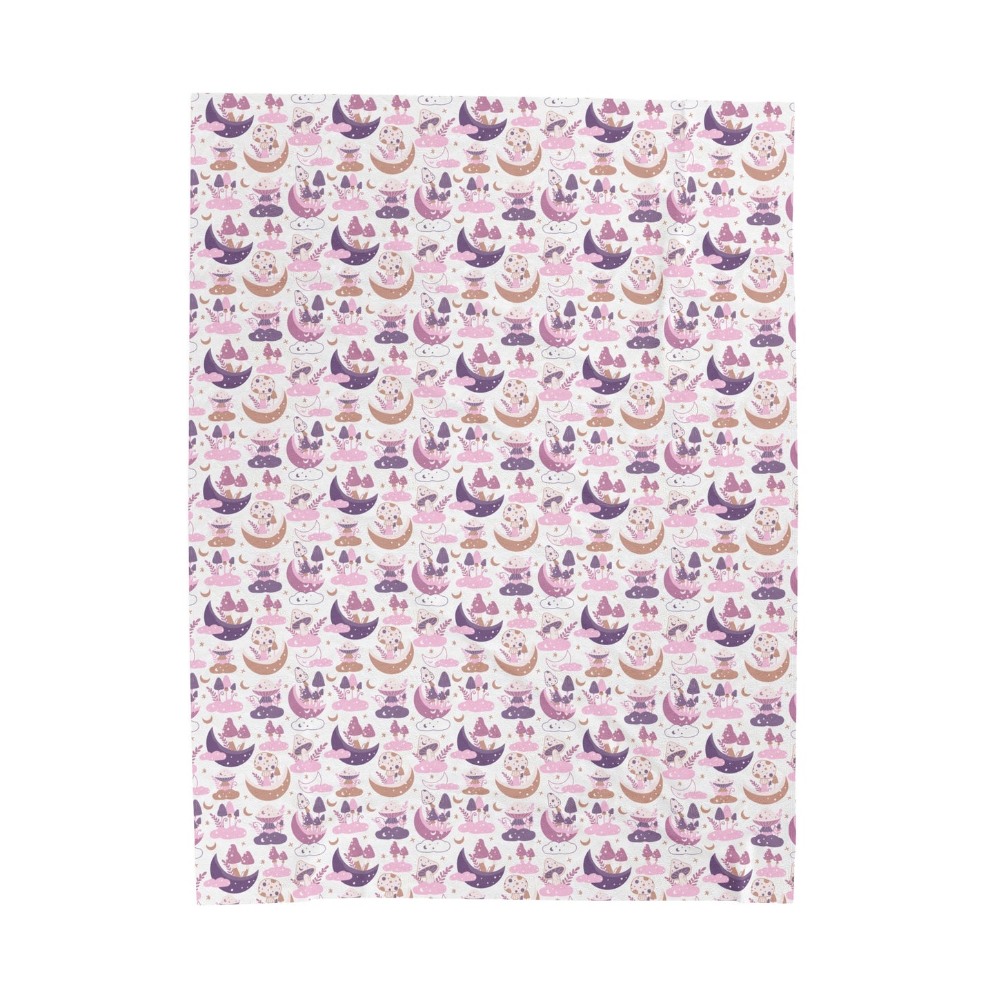 Mushroom Velveteen Plush Blanket | Soft, Whimsical, Luxurious and Comforting | Available in Multiple Sizes