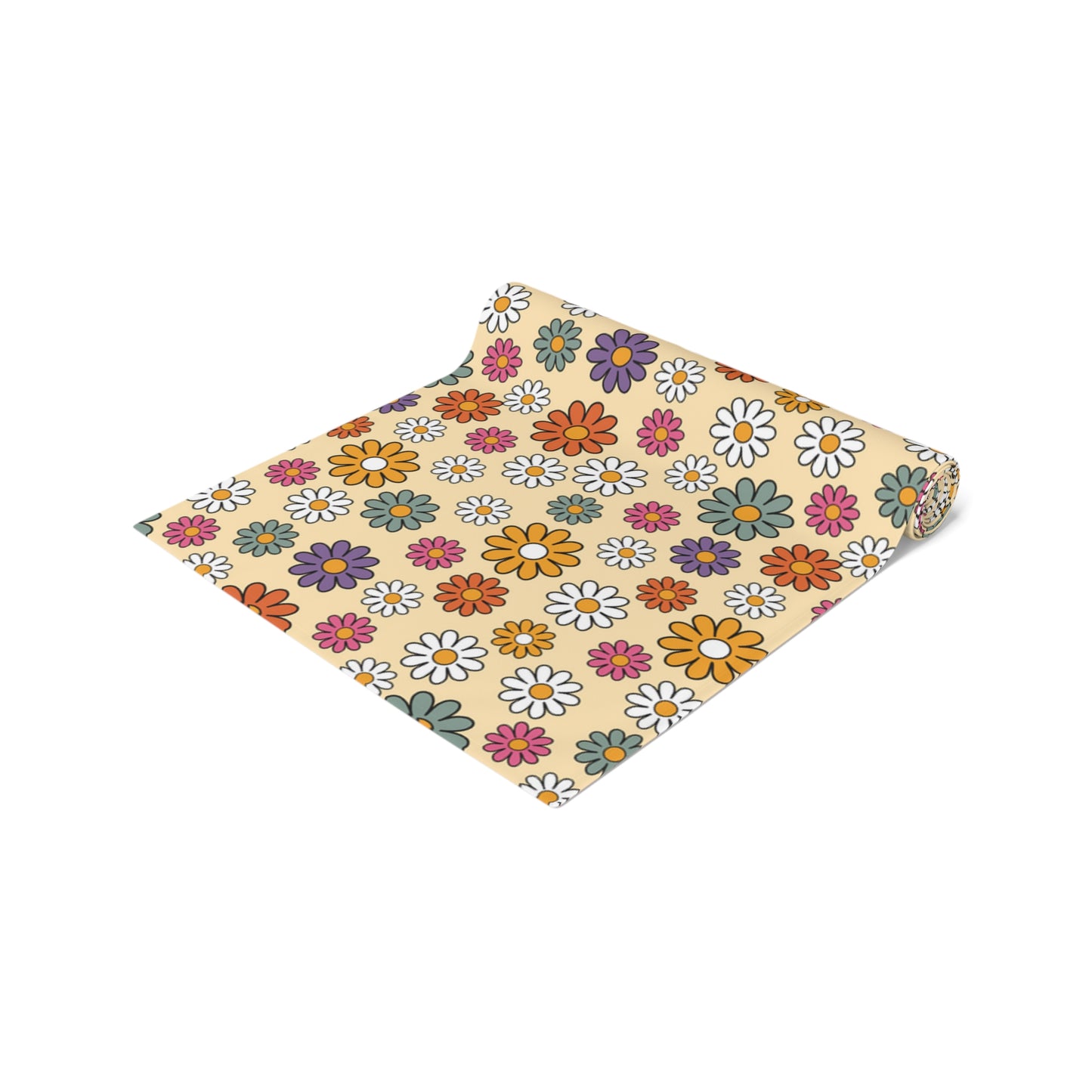 Retro Floral Print Table Runner - Vintage Vibes, Cotton Twill or Polyester - Perfect for Nostalgic & Chic Home Decor