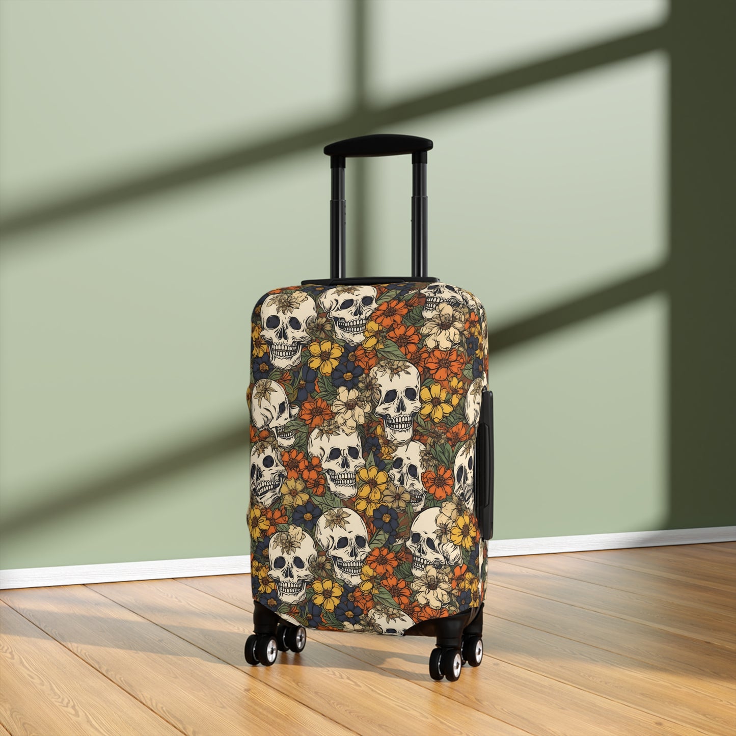Floral Skull Luggage Cover - Stylish Skull Suitcase Cover