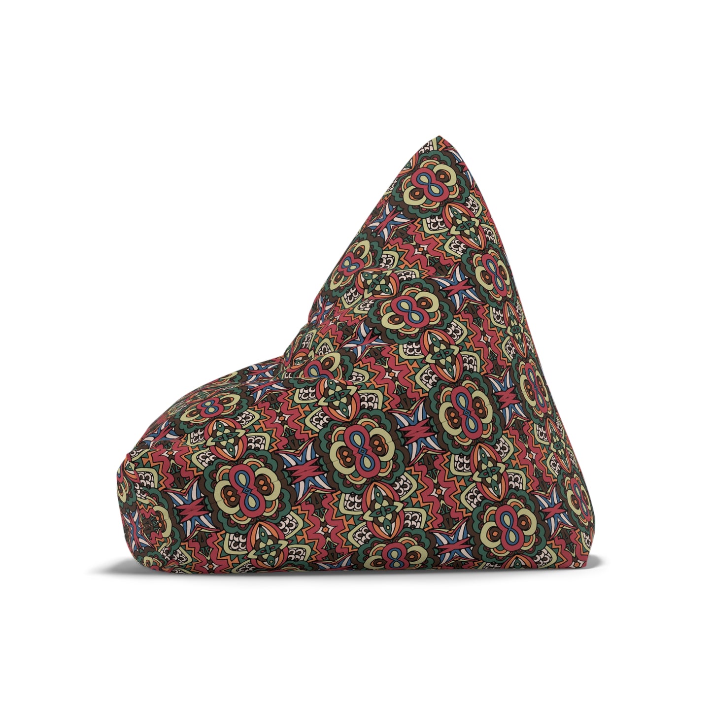 Mandala Bean Bag Chair Cover - Premium Polyester, Secure Zipper, 2 Sizes, Bohemian Design