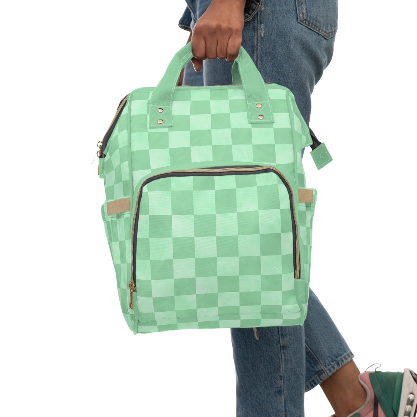 Pastel Checkers Diaper Backpack - Chic & Practical Baby Bag with Checkerboard Patterns, Perfect for Minimalist Parents