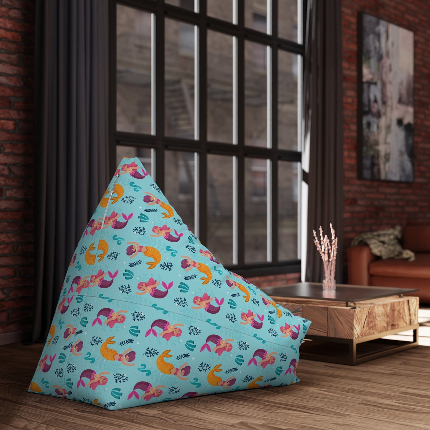 Mermaid Bean Bag Chair Cover - Enchanting Sea-Inspired Polyester Slipcover