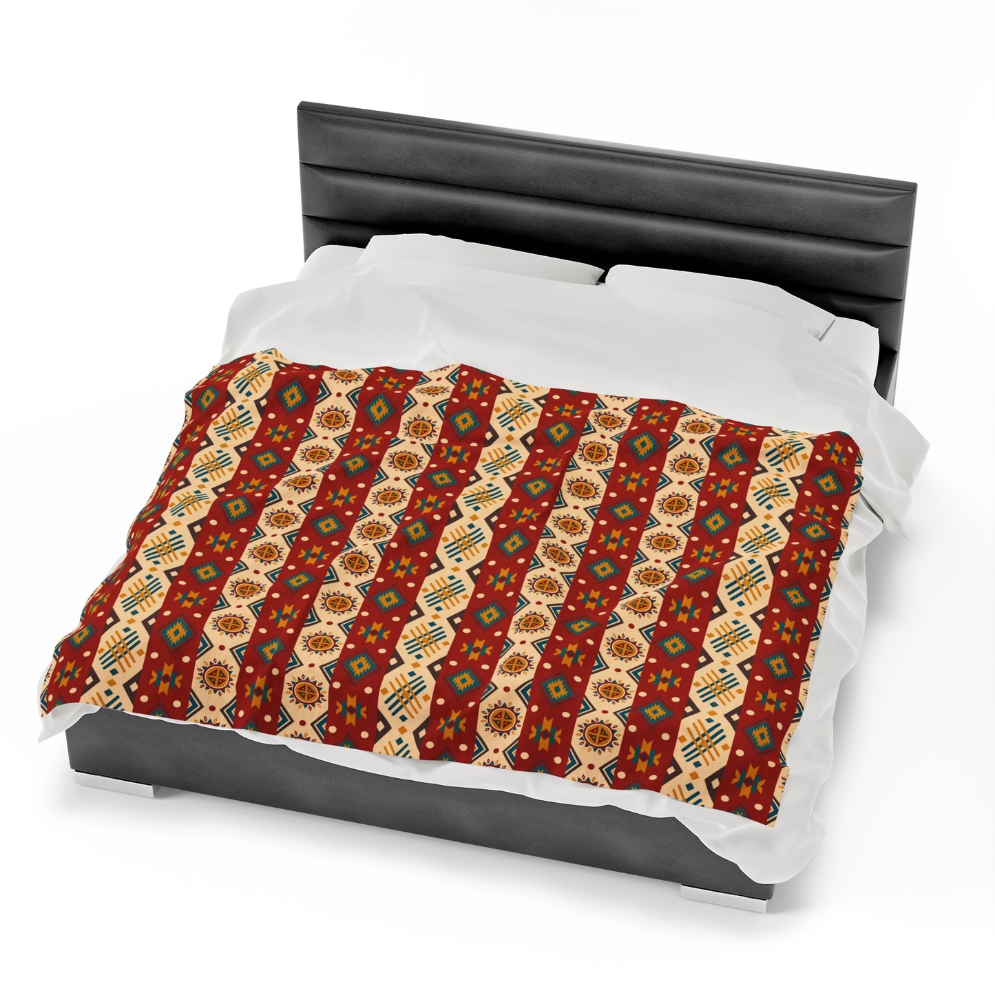 Aztec Velveteen Plush Blanket | Soft, Luxurious, Cultural, and Comforting | Available in Multiple Sizes