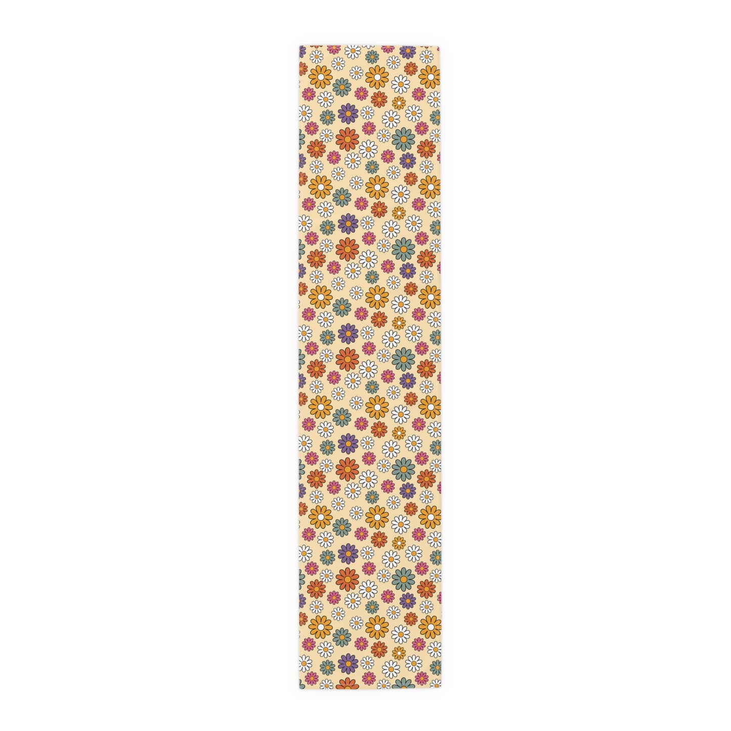 Retro Floral Print Table Runner - Vintage Vibes, Cotton Twill or Polyester - Perfect for Nostalgic & Chic Home Decor