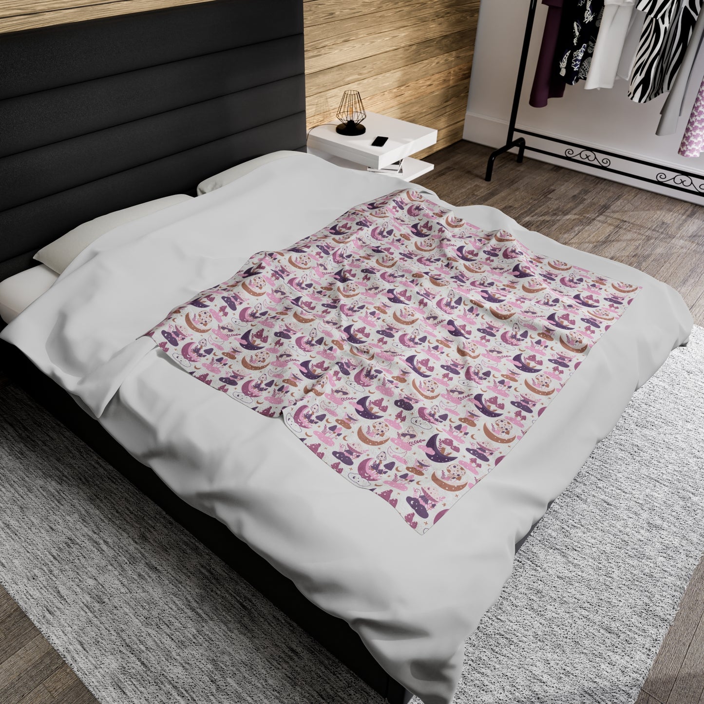 Mushroom Velveteen Plush Blanket | Soft, Whimsical, Luxurious and Comforting | Available in Multiple Sizes