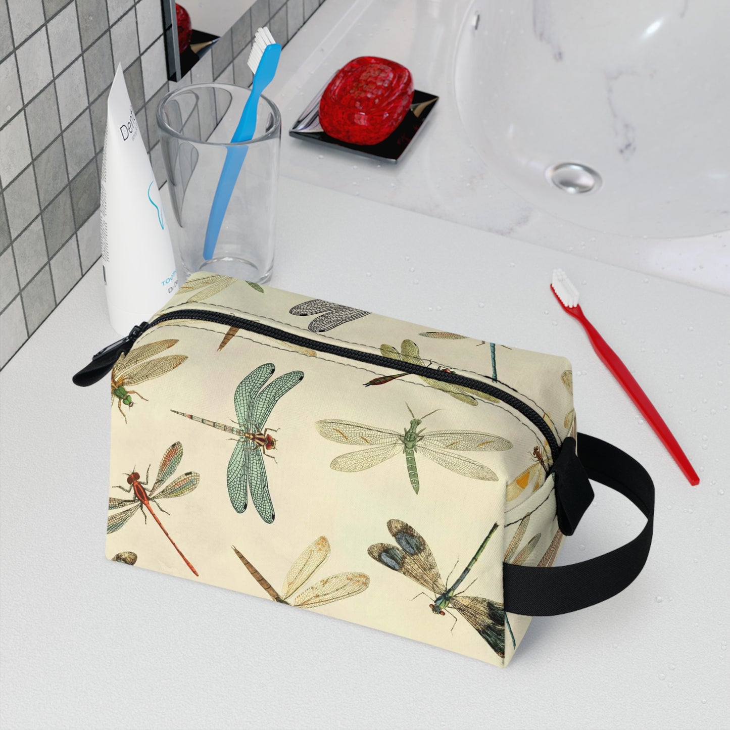 Dragonfly-Themed Toiletry Bag - Water-Resistant and Easy to Clean Makeup Organizer for Camping, College Dorms