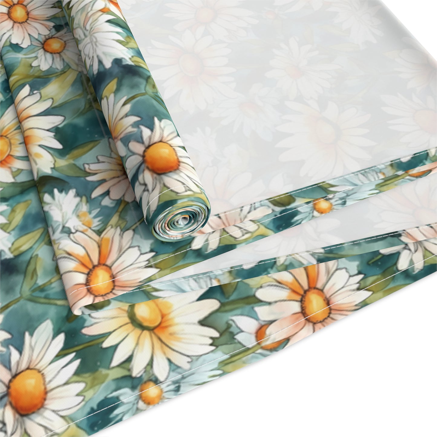 Daisy Print Table Runner - Fresh and Simple, Cotton Twill or Polyester - Perfect for Light & Airy Home Decor