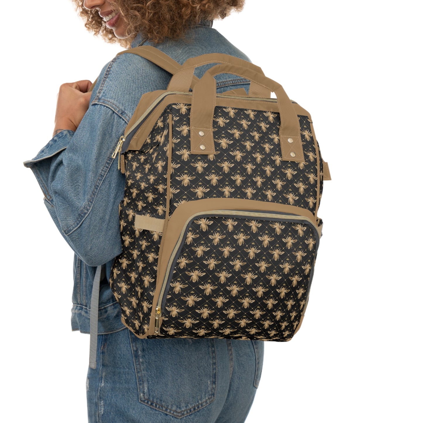Honey Bee Diaper Backpack - Eco-Friendly & Stylish Baby Bag with Buzzing Bee Motifs, Perfect for Nature-Loving Parents