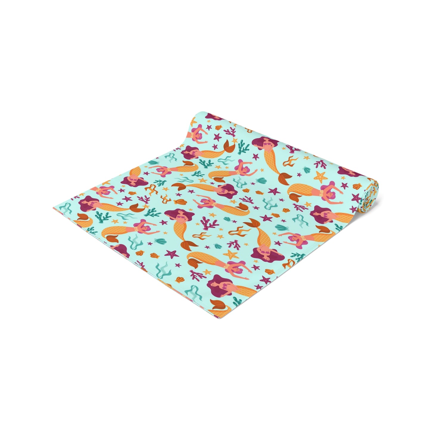 Mermaid Print Table Runner - Mystical Sea Charm, Cotton Twill or Polyester - Perfect for Enchanting Home Decor