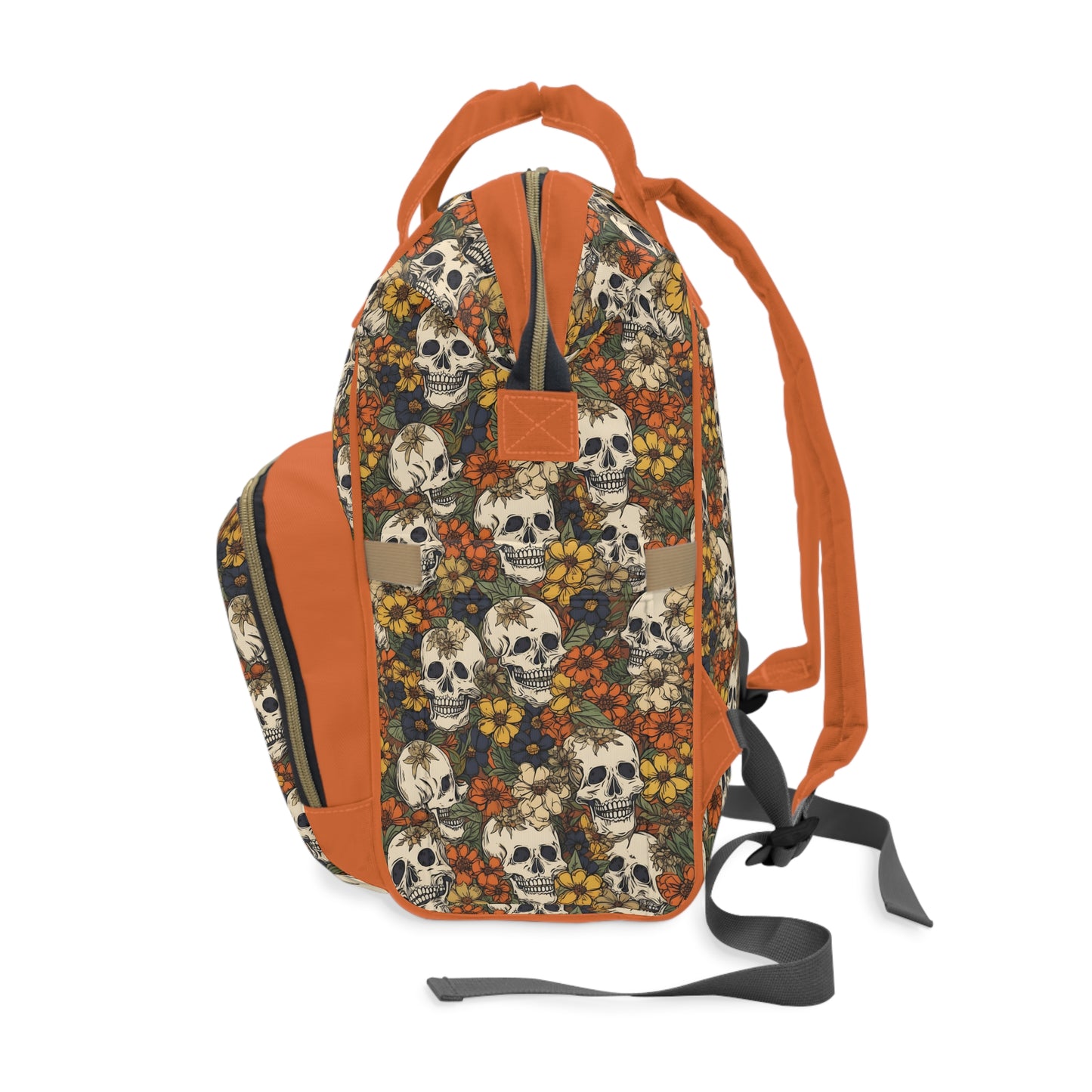 Skull Print Diaper Backpack - Multifunctional & Durable Baby Bag for Stylish Parents, Spacious & Organized Nappy Bag
