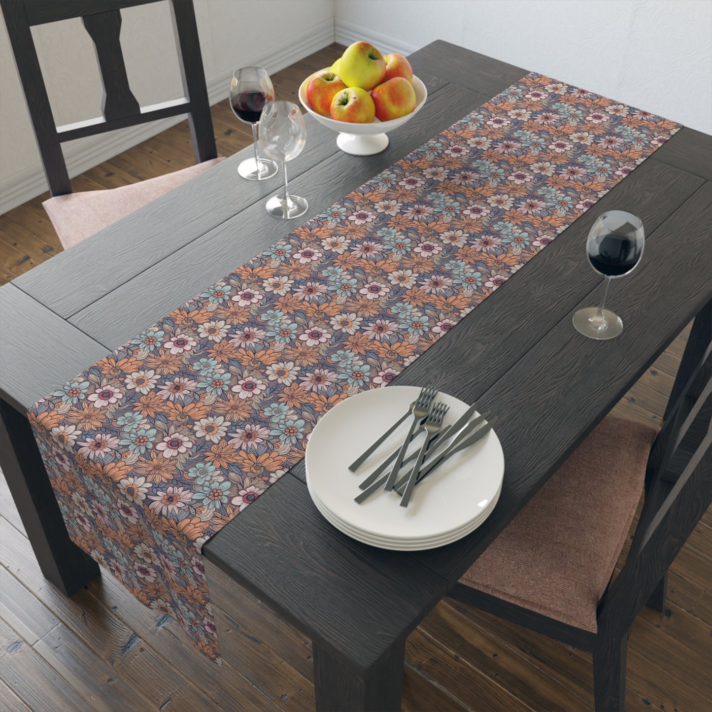 Boho Floral Table Runner - Vibrant Designs in Cotton Twill or Polyester - Ideal for Natural Home Decor